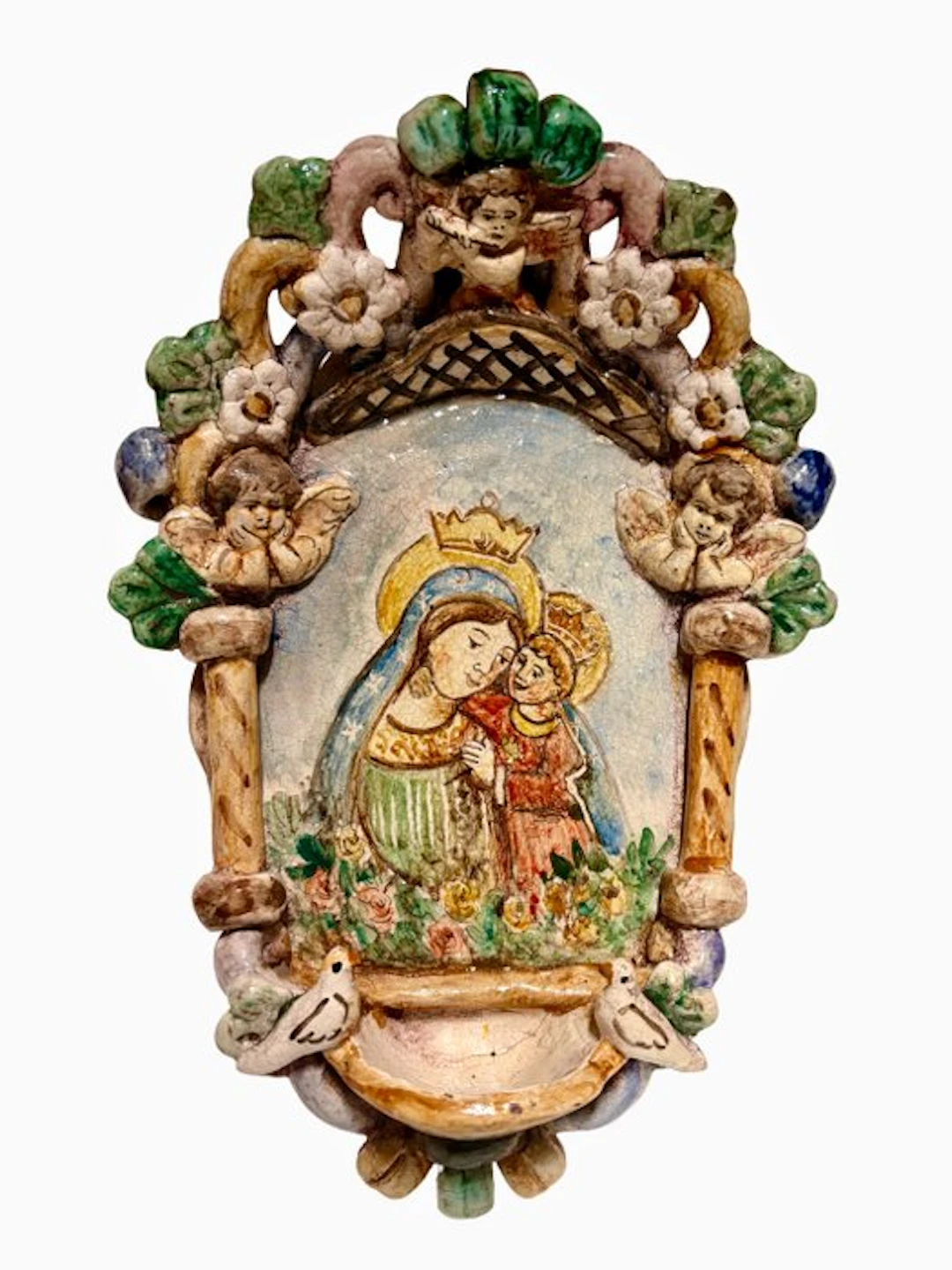 Holy water font - the 20th century - Madonna with Child - 30 cm
