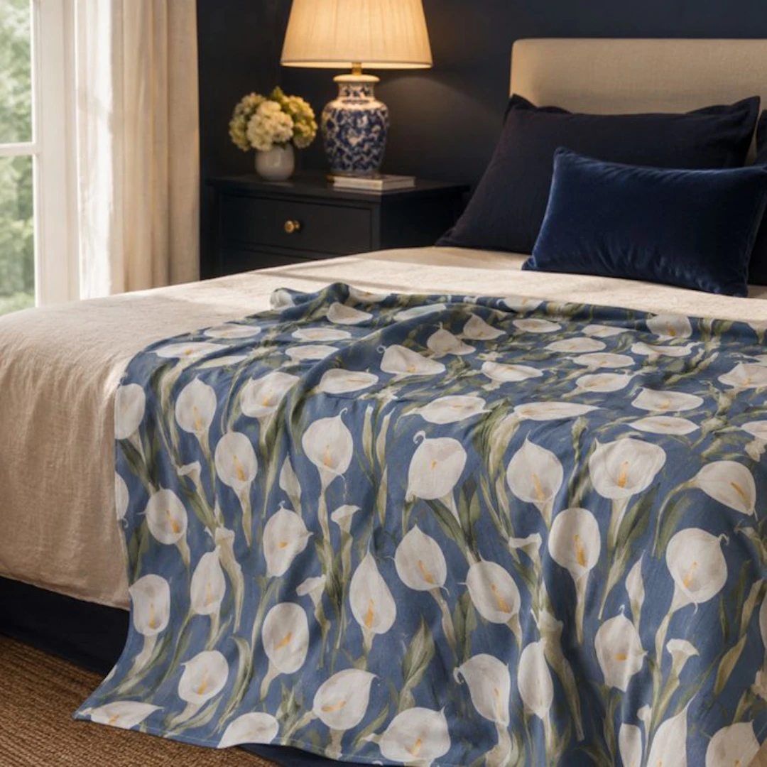 BA258 - Floral bedspread - Ready to use – Calle on blue...
