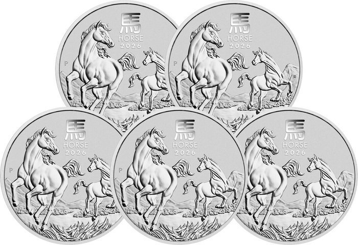 5 Troy Ounce - Argent .999 - Lunar III Cheval 2026 - 155,5 gram - fine silver
