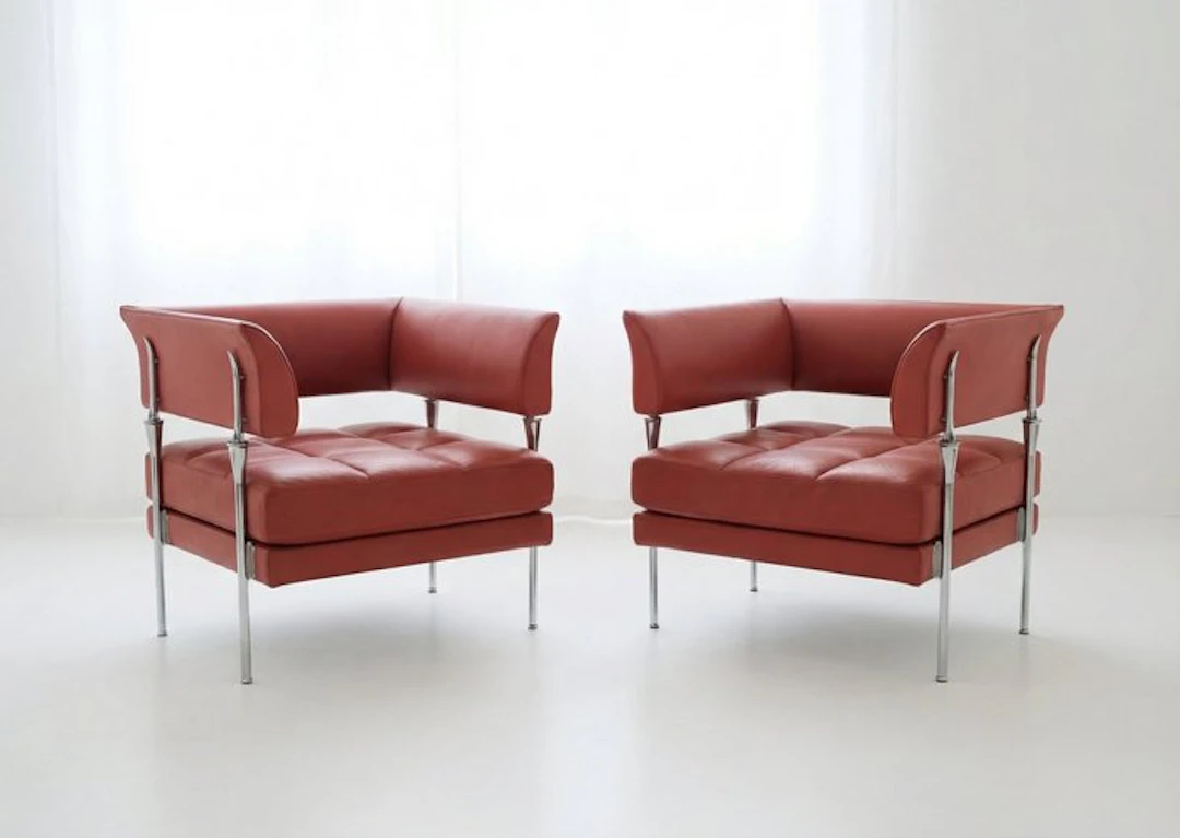 Poltrona Frau - Luca Scacchetti - Armchair (2) - Castor - Leather - coral