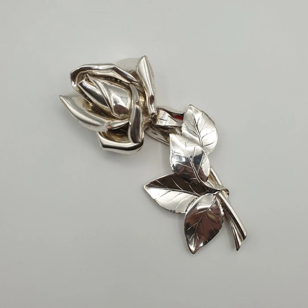 Bocciolo di rosa rivestito in Argento - Figurine - Silver-plated