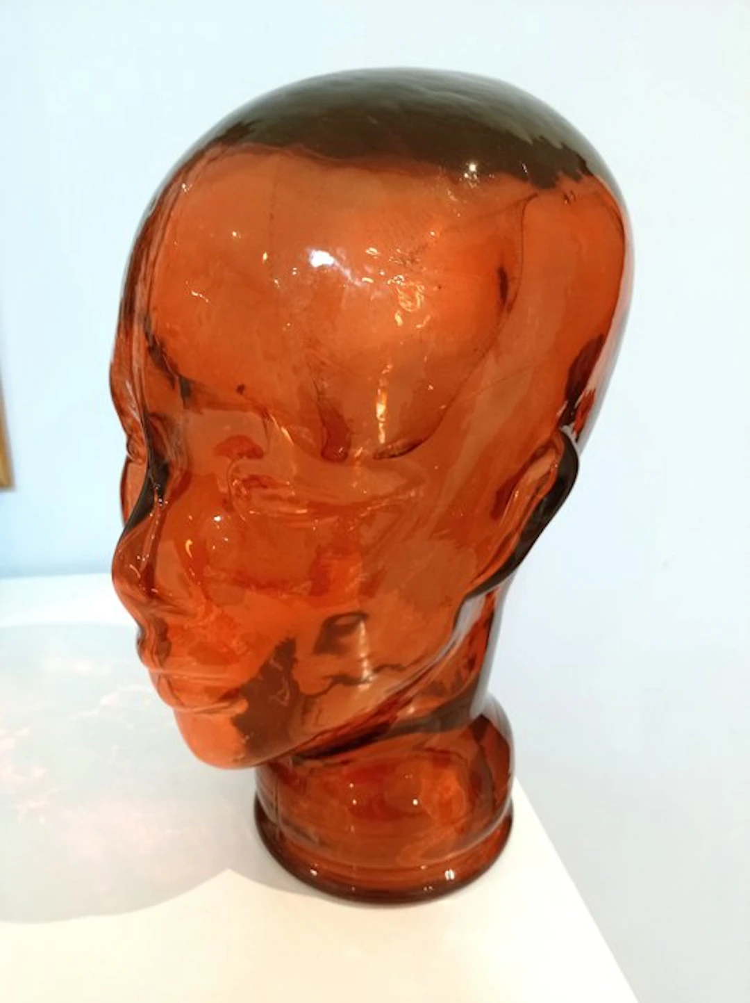 Figure - Glass, Orange head bust