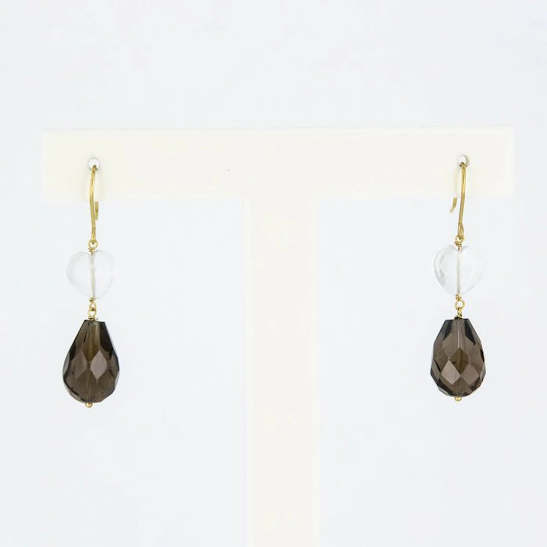 Earrings - 18 kt. Yellow gold Quartz - Quartz
