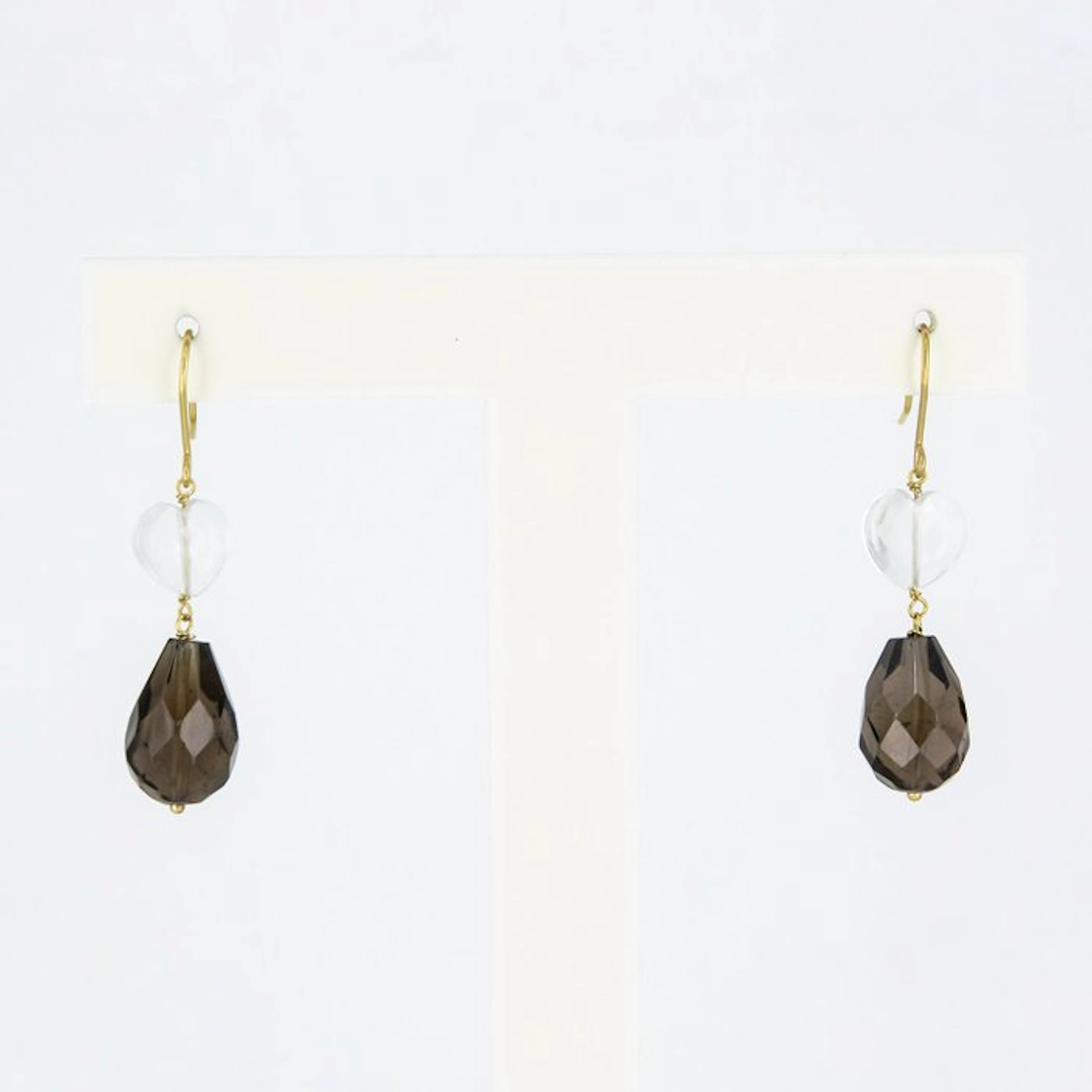 Earrings - 18 kt. Yellow gold Quartz - Quartz