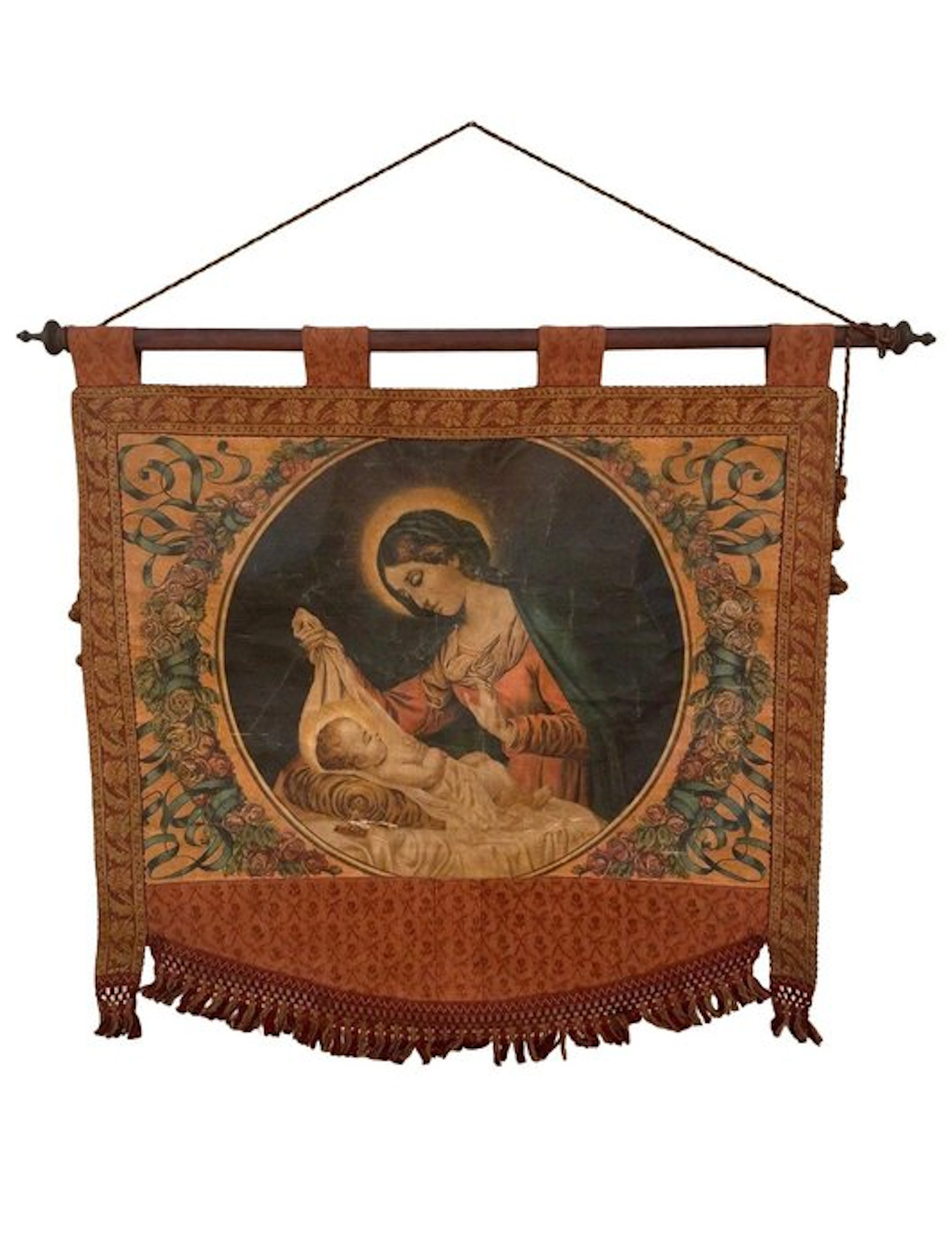 Tapestry - 75 cm - 78 cm - Antique Banner - Madonna and Child