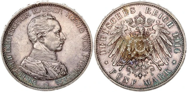 Germany, Empire Wilhelm II. 5 Mark 1914