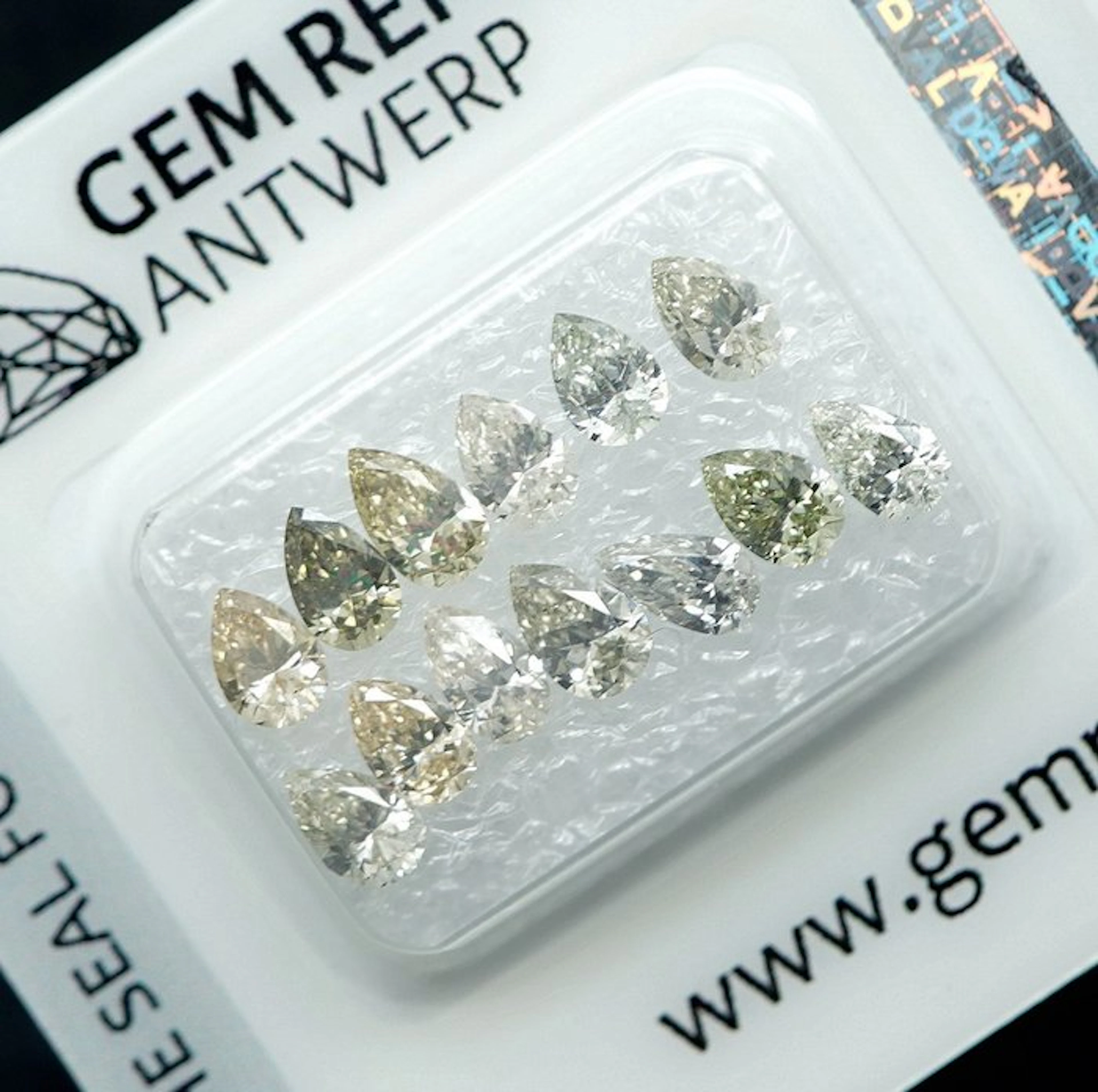 13 pcs Diamond (Natural) - 2.38 ct - Pear - H