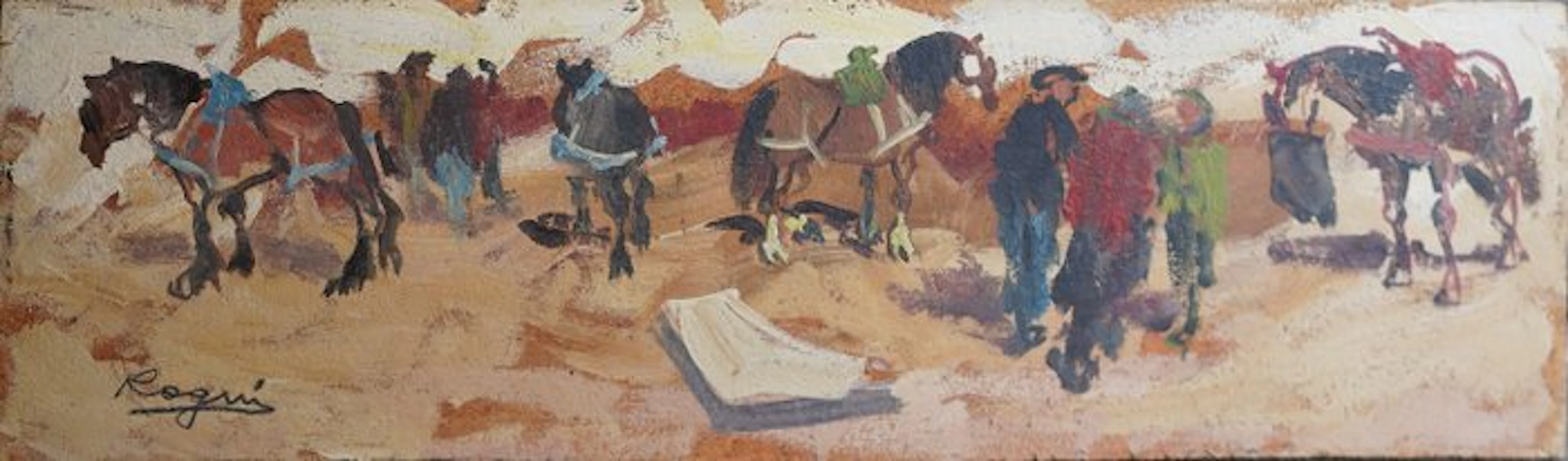 Basso Ragni (1921-1979) - Cavalli e figure
