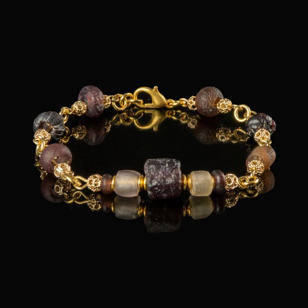 Ancient Roman Bracelet, with Roman Purple Glass Beads