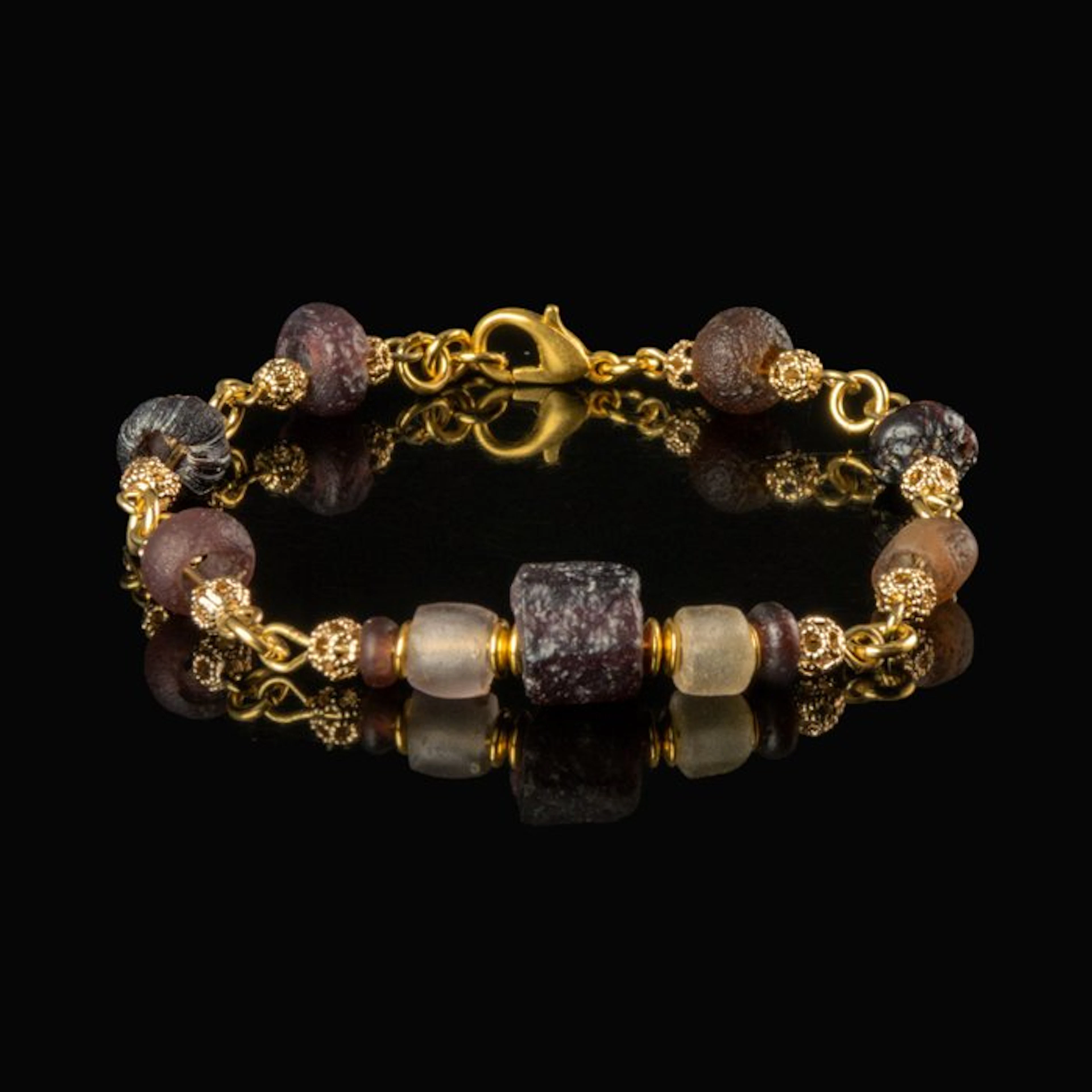 Ancient Roman Bracelet, with Roman Purple Glass Beads