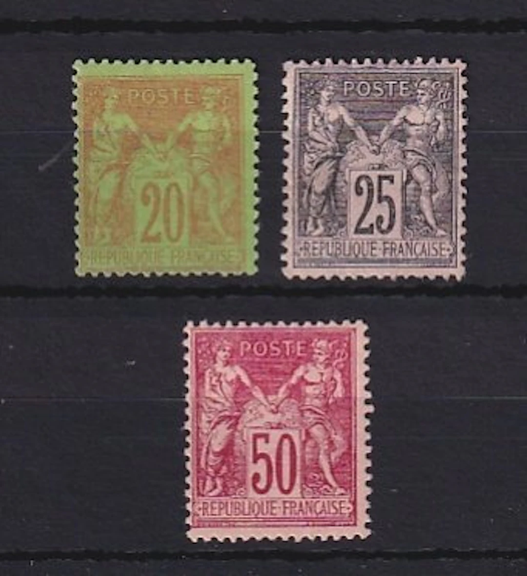 France 1884/1890 - côte 430€, série complète - Yvert n°96/98