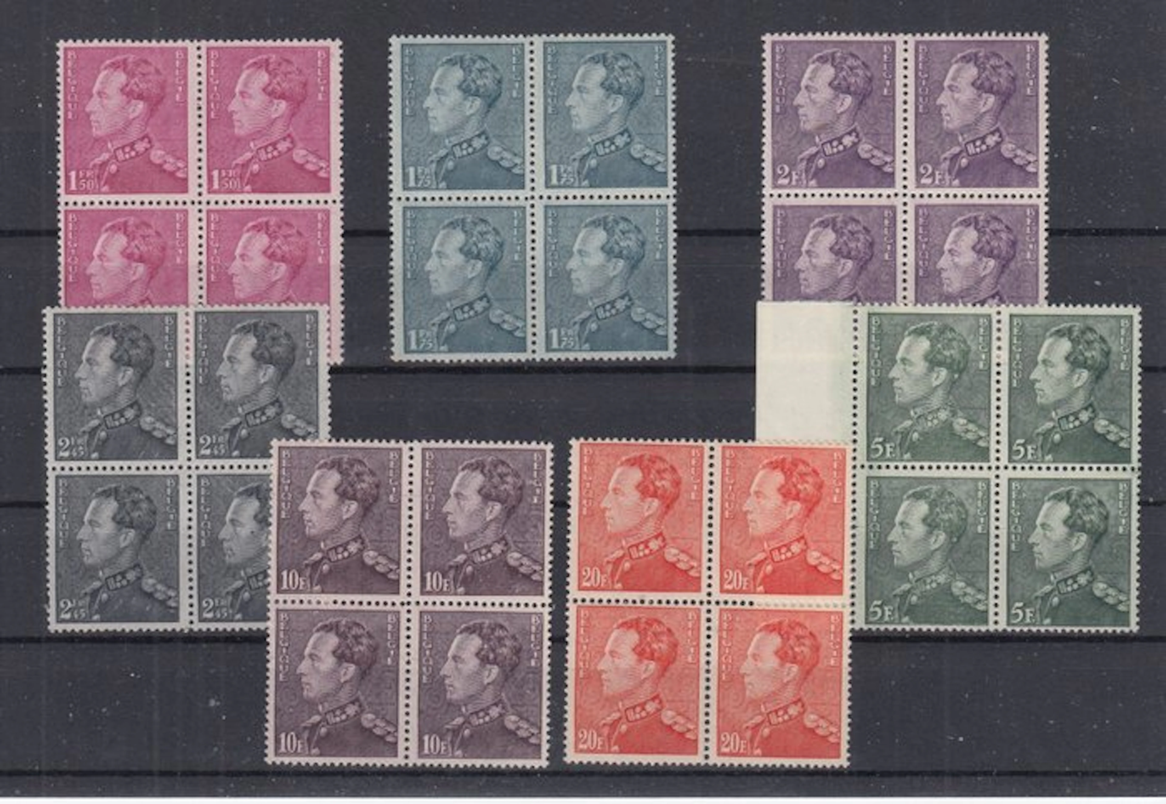Belgium 1936 - Poortman - OBP : 429/435 in blok van 4 , alle met goede centrage