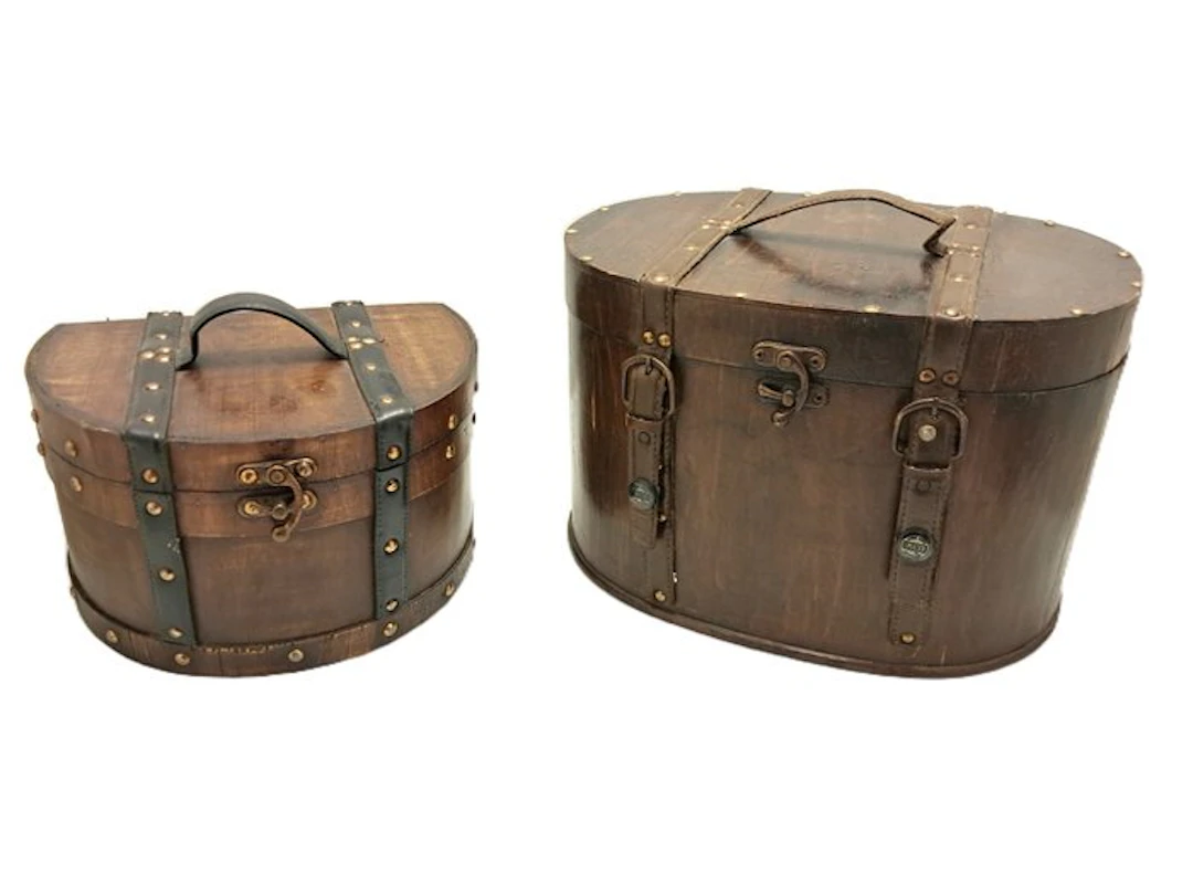Storage trunk (2) - Wood, Leather
