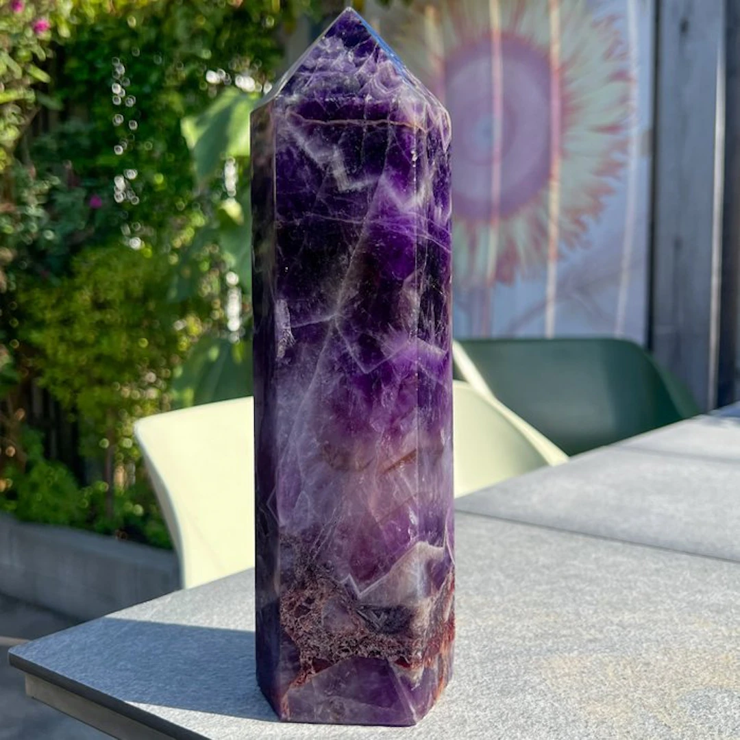 Amethyst Chevron Amethyst Quality Tower - Height: 23.5 cm...