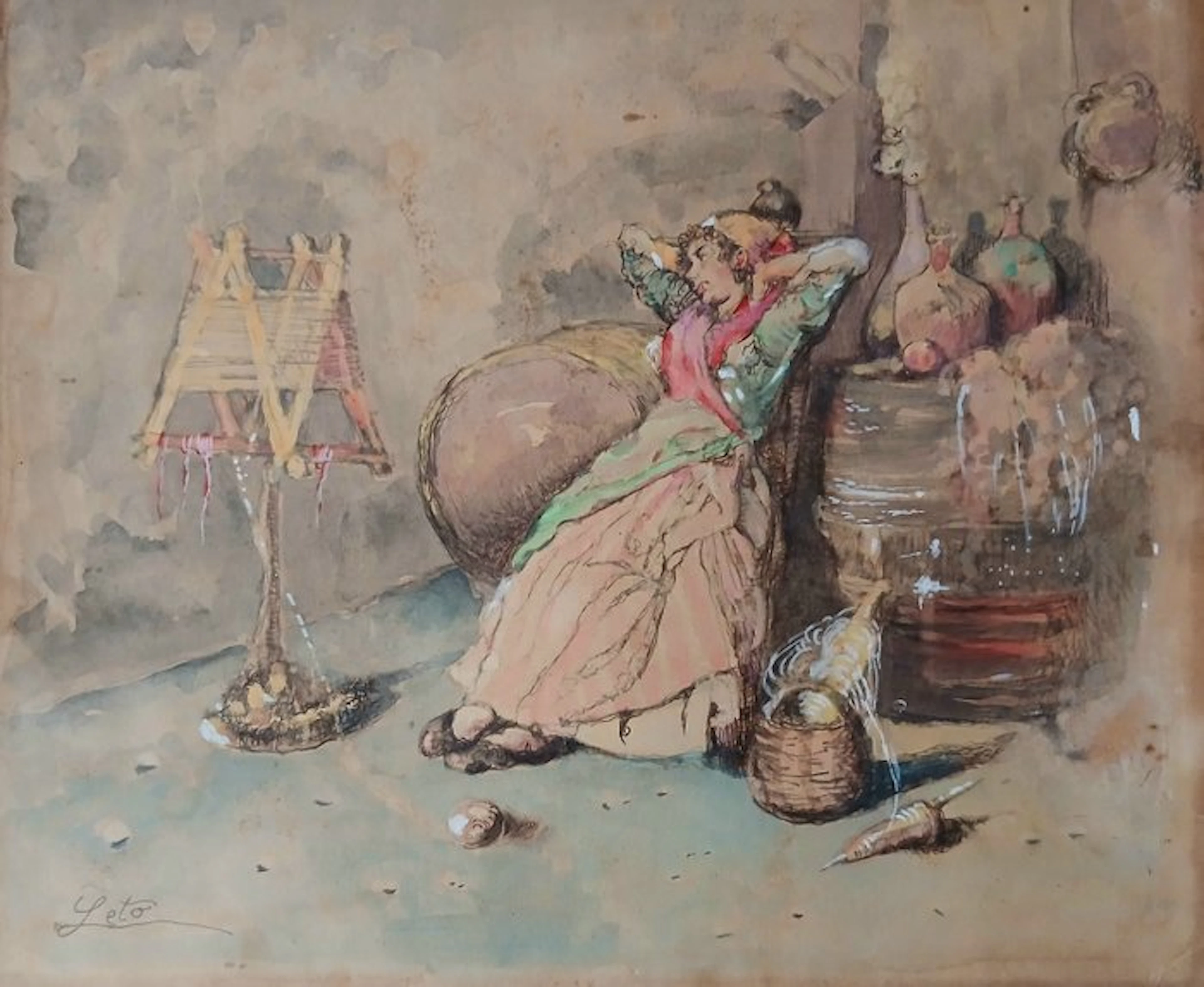 Leto Antonino (1844-1913) - La tessitrice