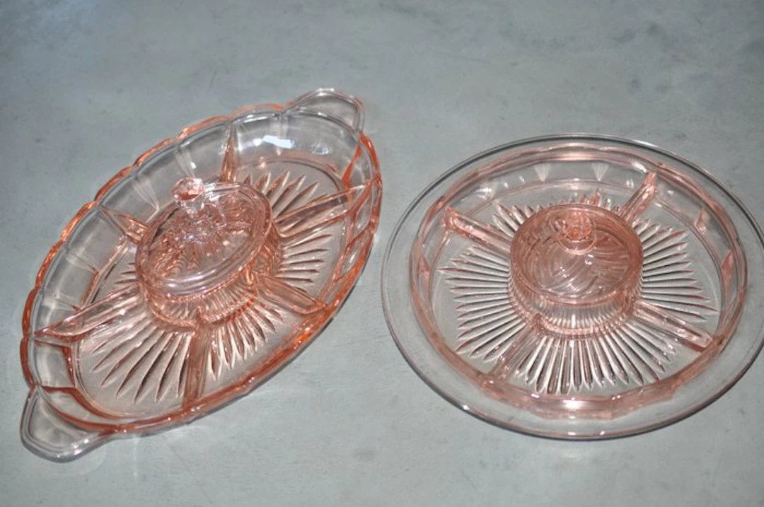Val Saint Lambert - Platter (2) - Luxval - Pressed glass - Aperitif platter