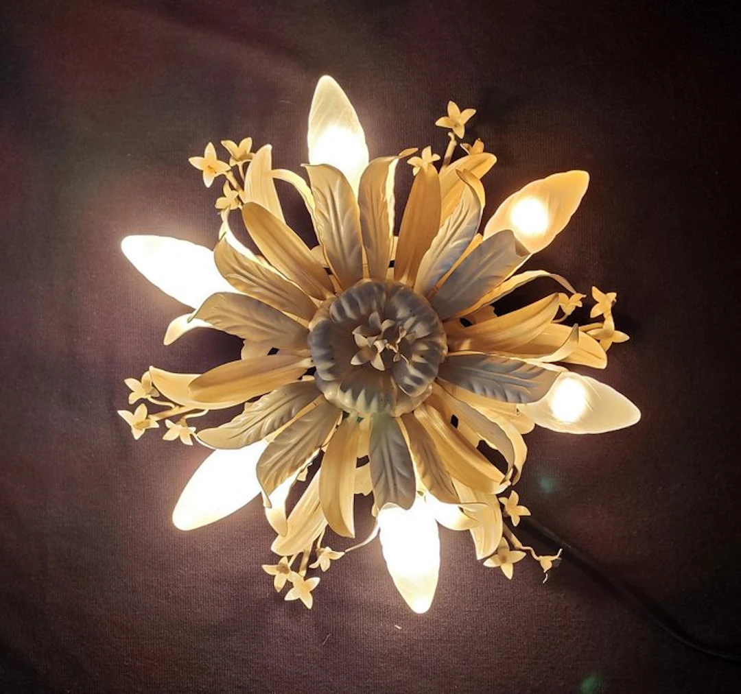 Ceiling lamp - Metal - Italian floral ceiling light