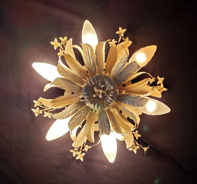 Ceiling lamp - Metal - Italian floral ceiling light
