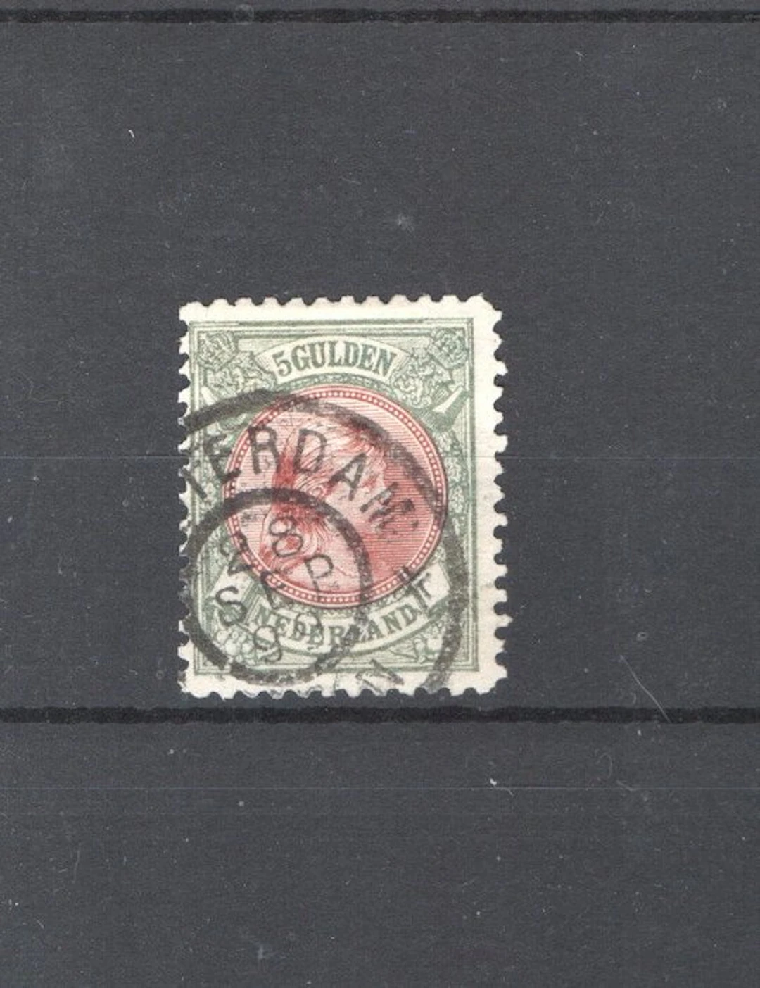 Netherlands 1896 - 5 guilders — Princess Wilhelmina — with Lipsius certificate