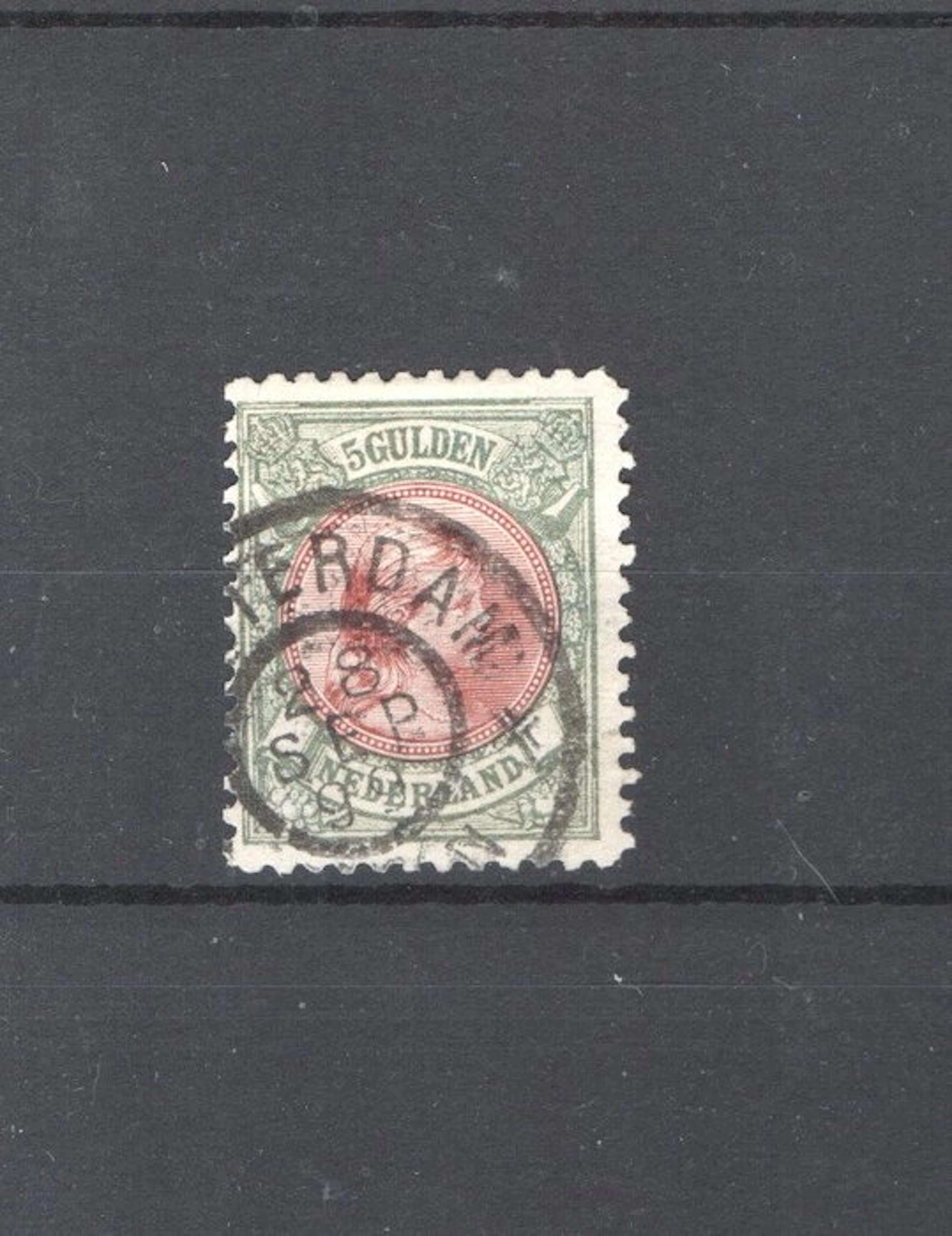 Netherlands 1896 - 5 guilders — Princess Wilhelmina — with Lipsius certificate