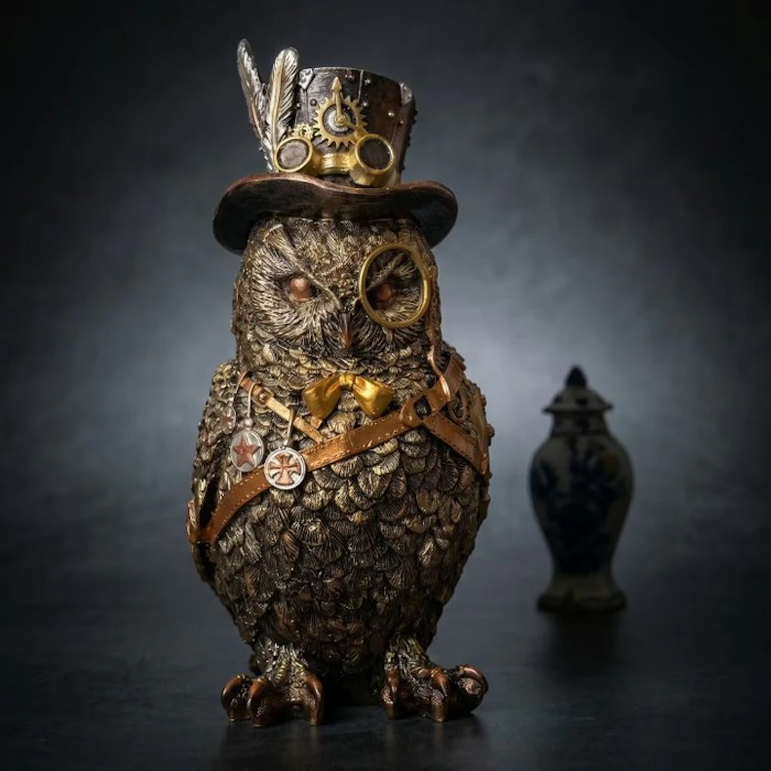 Statue, “Steampunk” uil (Zonder Minimumprijs) - 23.5 cm - Resin