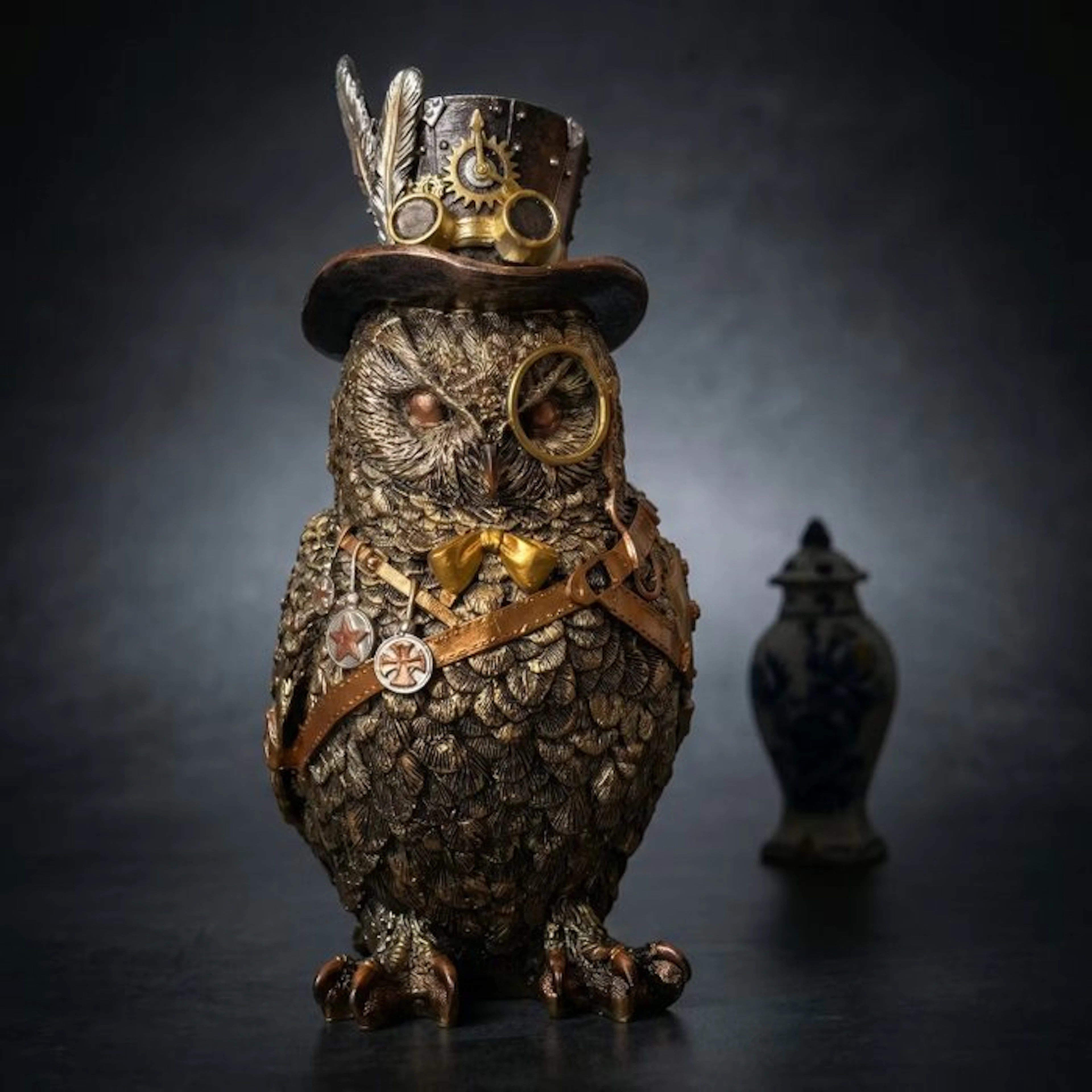 Statue, “Steampunk” uil (Zonder Minimumprijs) - 23.5 cm - Resin