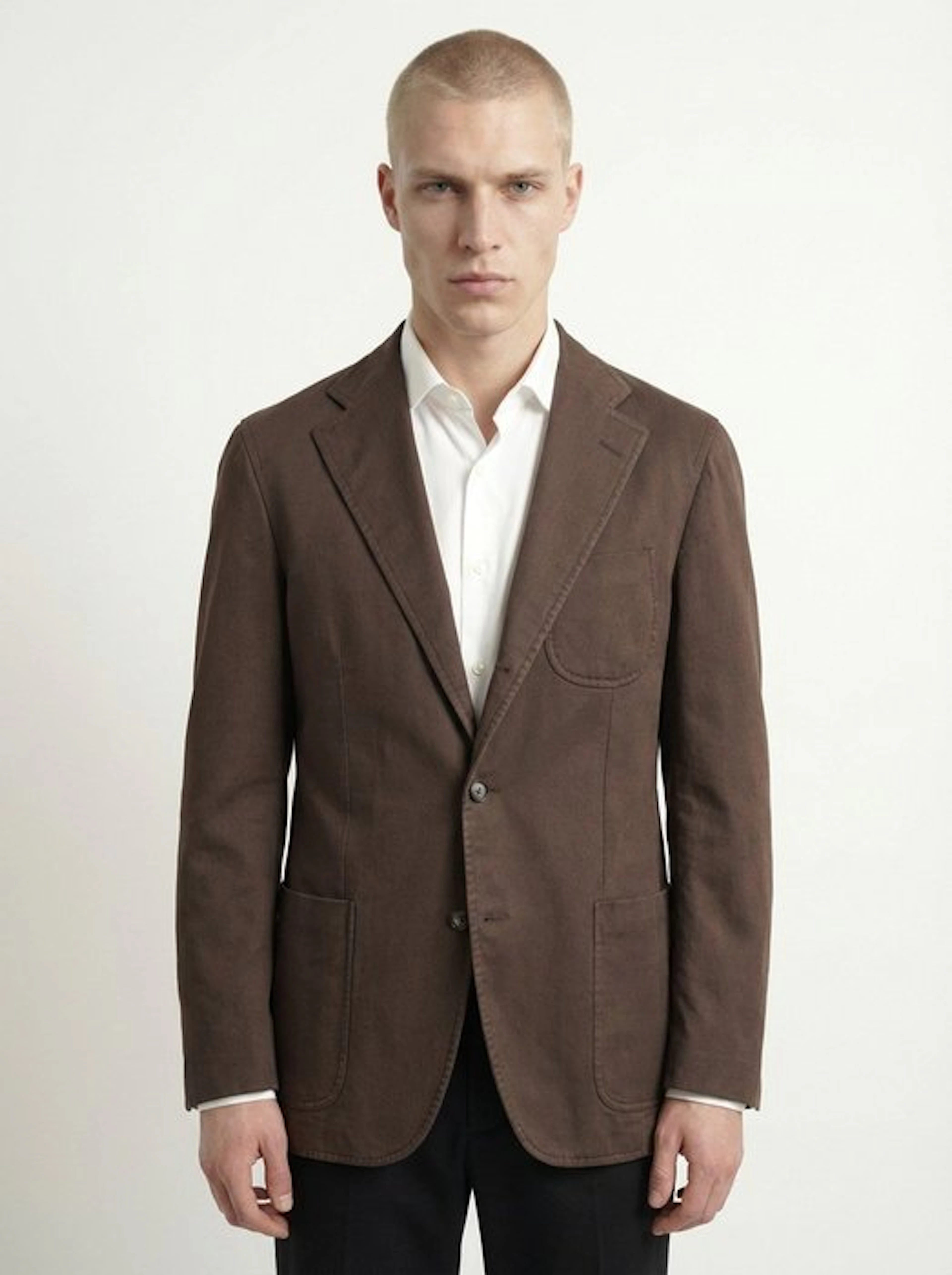 RAFFAELE CARUSO - 50 IT - Brown Cotton Jacket Sport Coat...