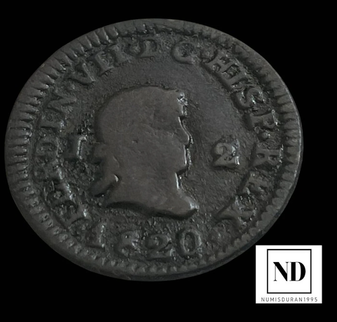 Spain. Fernando VII. 2 Maravedís 1820 - Jubia (No reserve price)