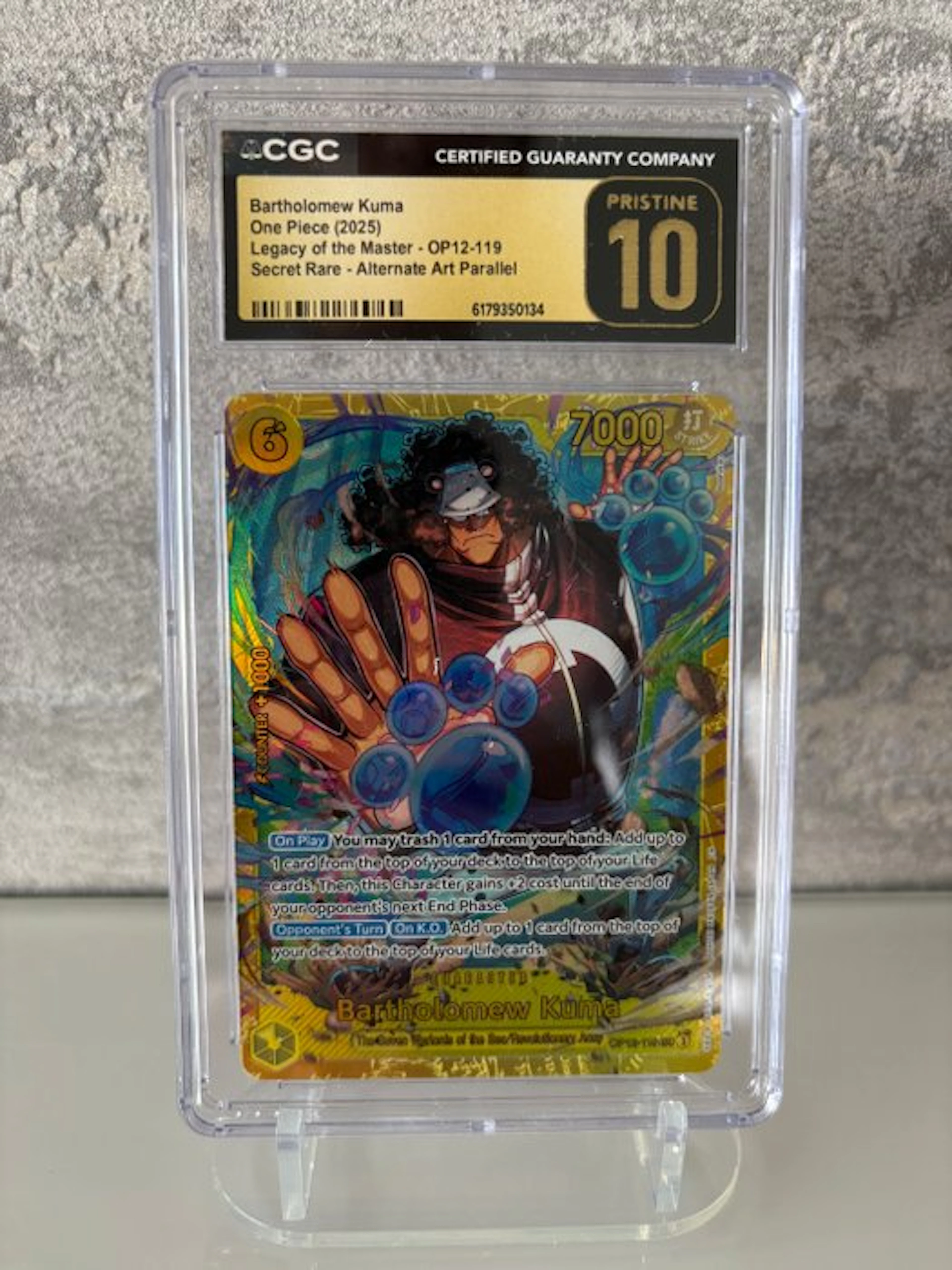 Bandai - 1 Graded card - One Piece - Bartholomew Kuma OP12-119 Secret rare