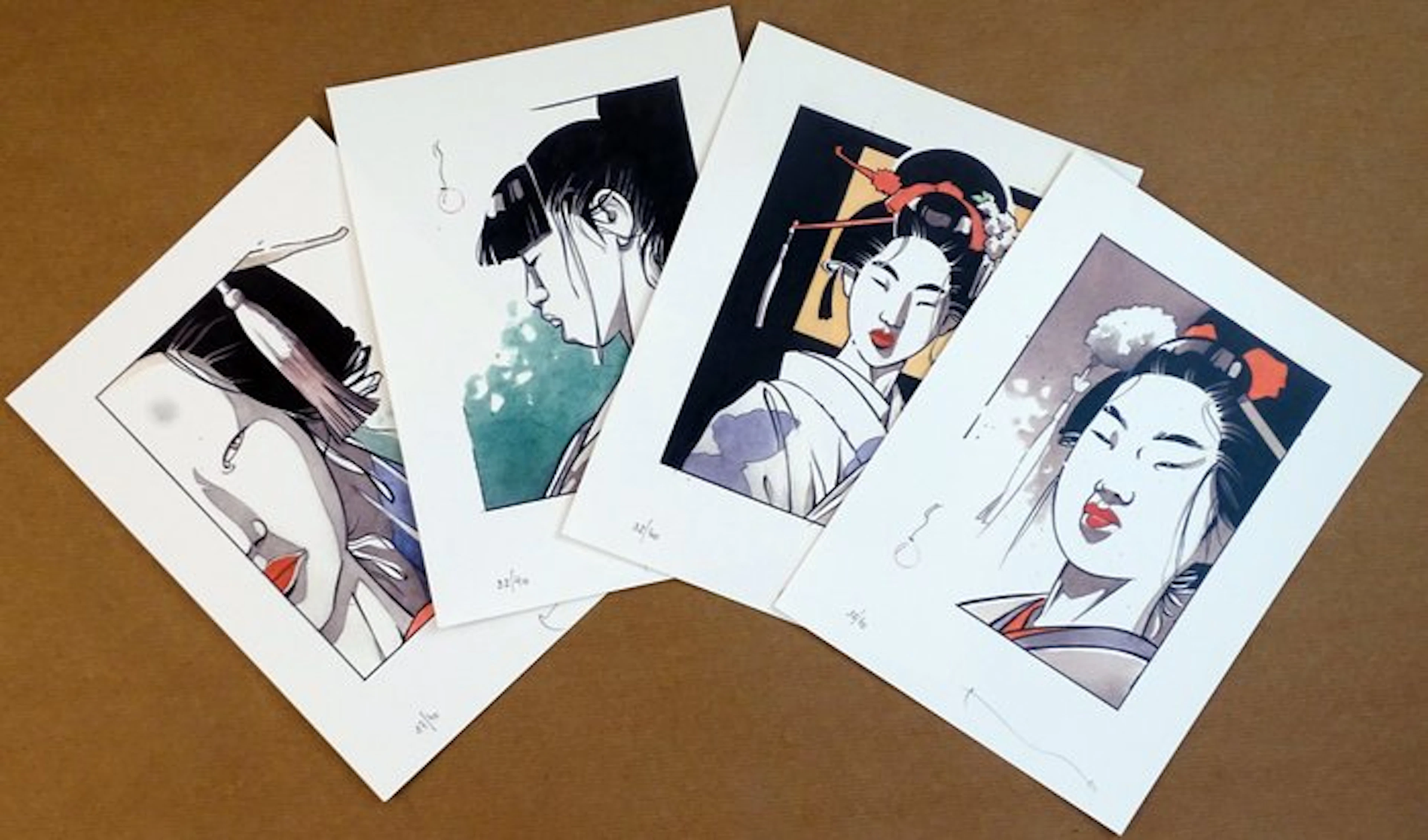 Michetz, Marc - 4 Ex Libris - Visages - Geisha