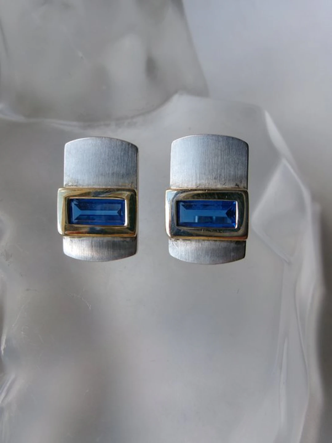 Silver, Spinel - Earrings - Art Deco Style