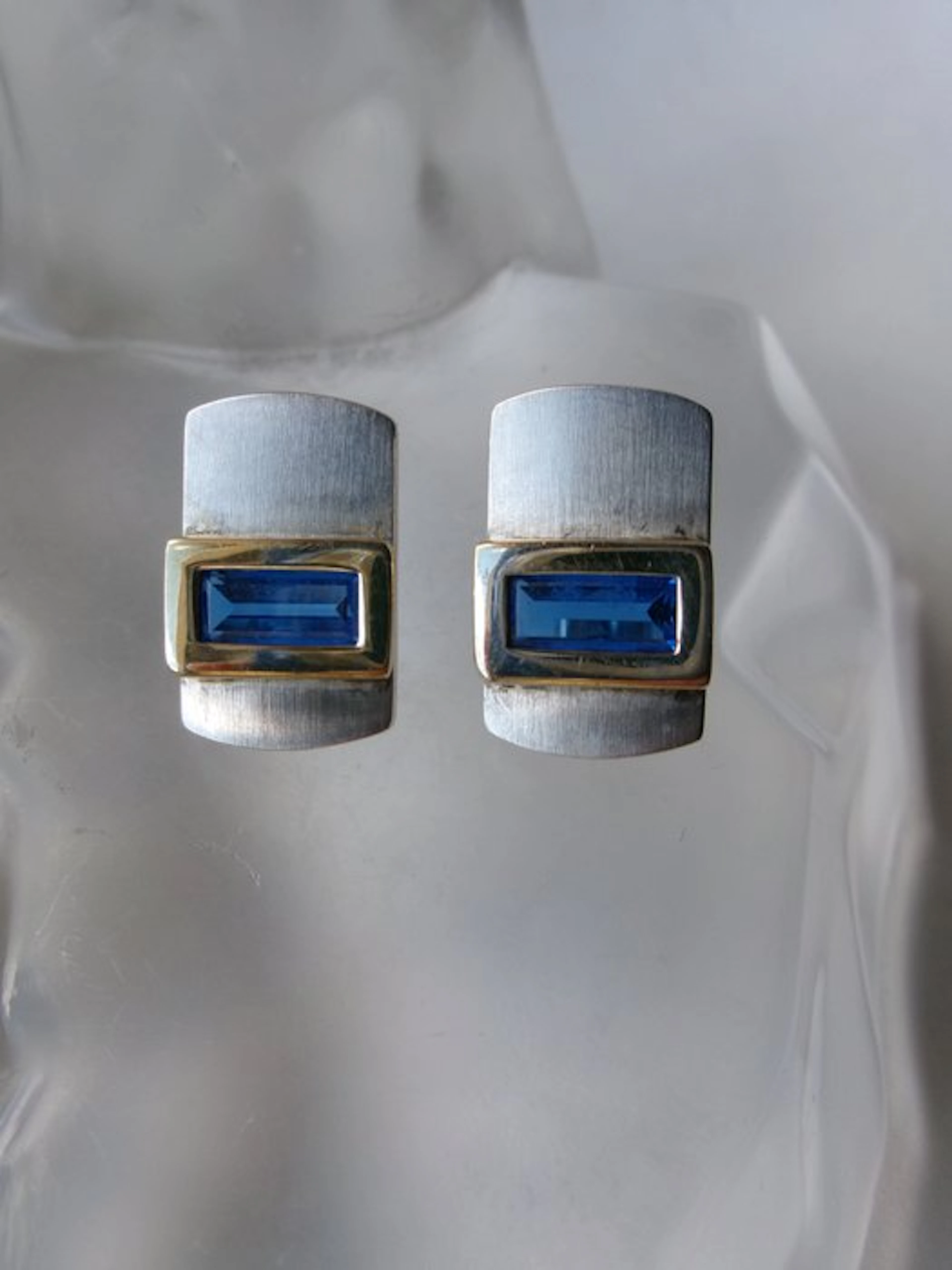 Silver, Spinel - Earrings - Art Deco Style