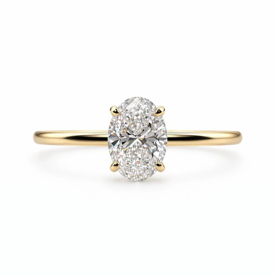 No reserve price - Ring - 14 kt. Yellow gold - 1.10ct. tw. Diamond (Lab-grown)