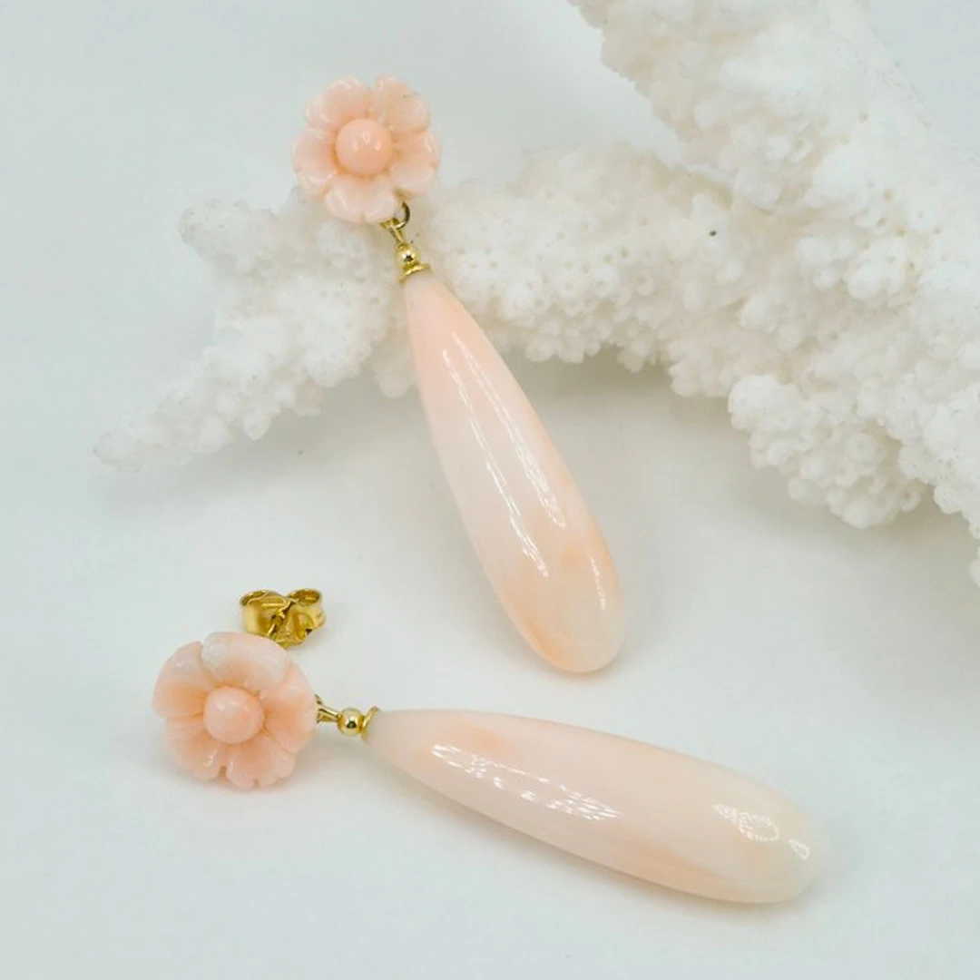Coral - Silver, Gold-plated - Earrings - Pink Coral