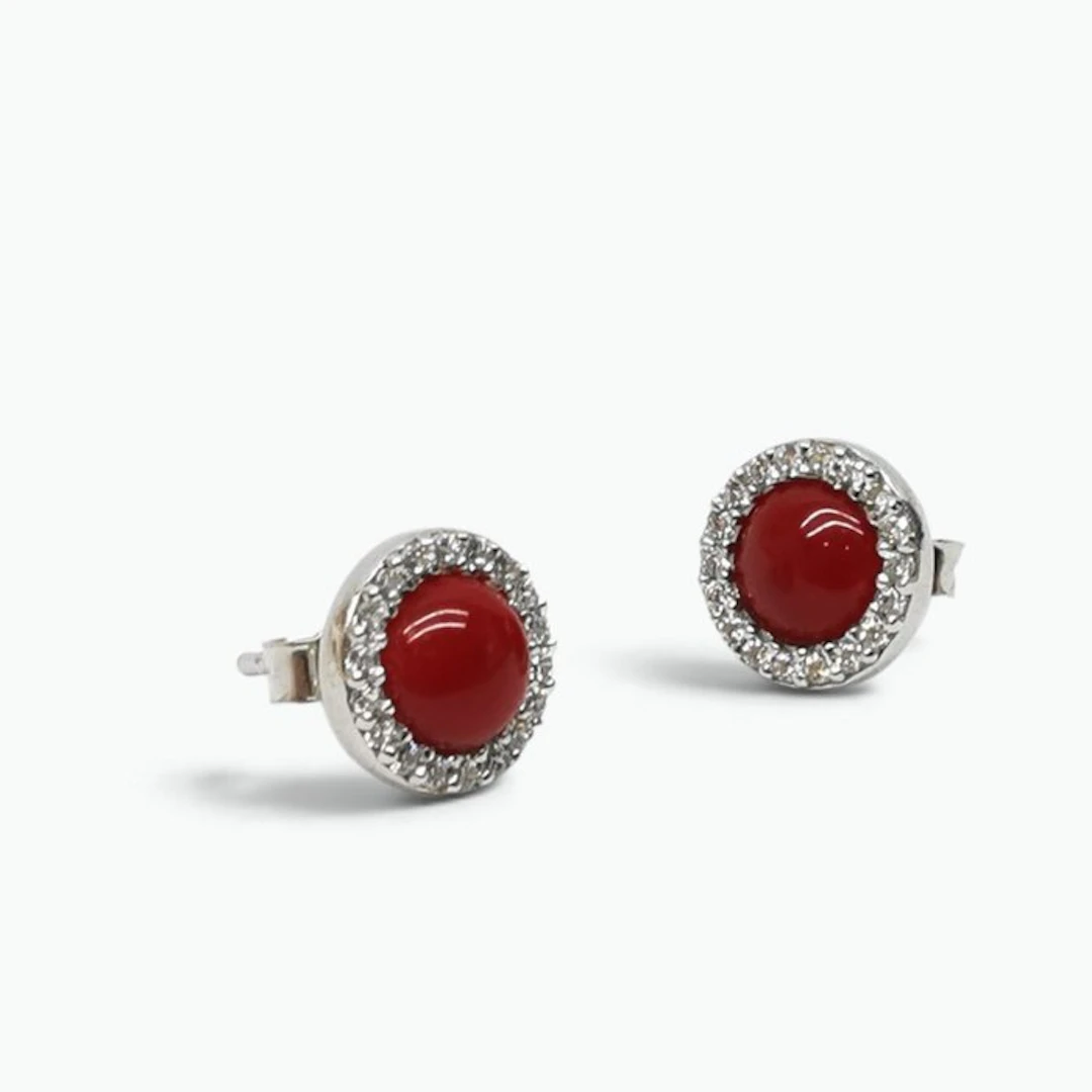 Coral - Silver - Earrings - Italian craftsmanship