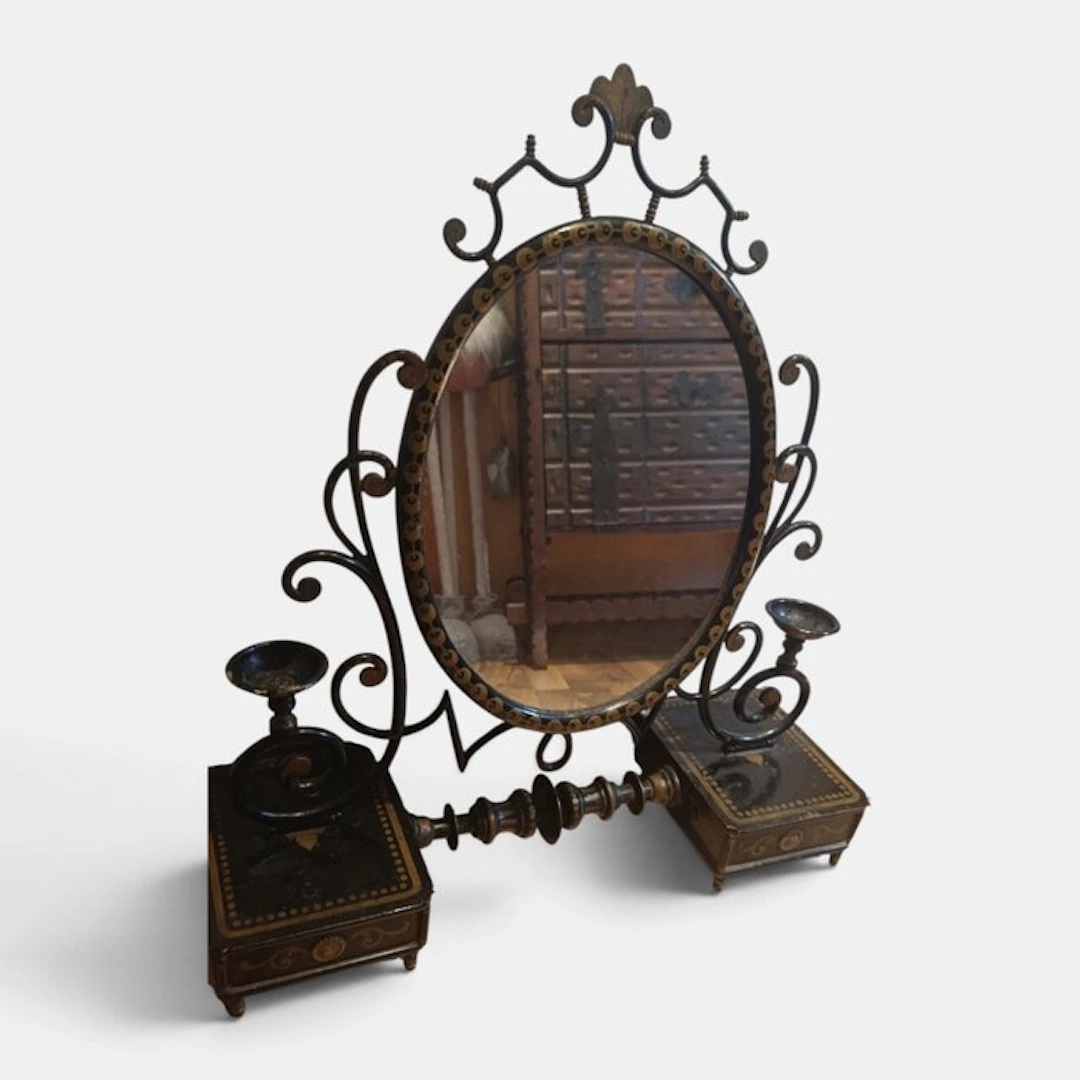 Table mirror - Brass, Wood - Toilet, early 1900s