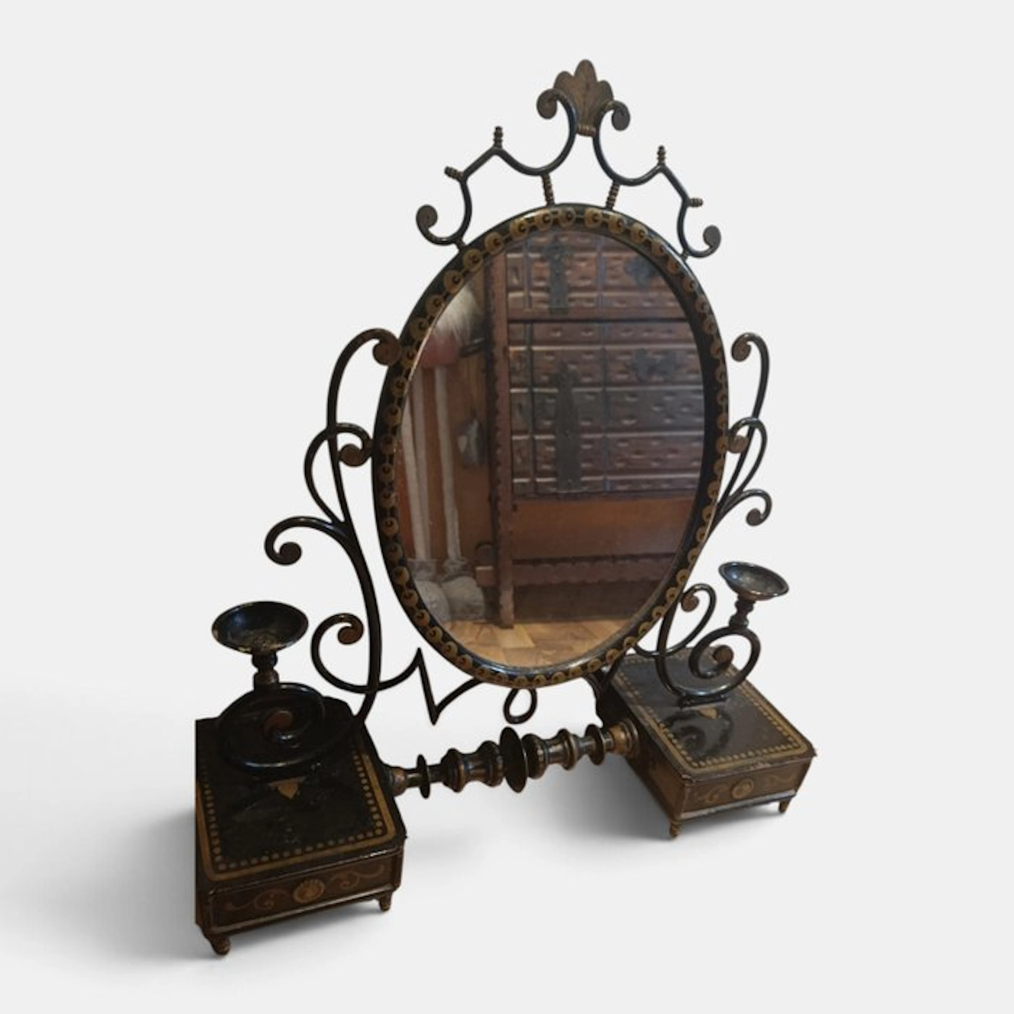 Table mirror - Brass, Wood - Toilet, early 1900s