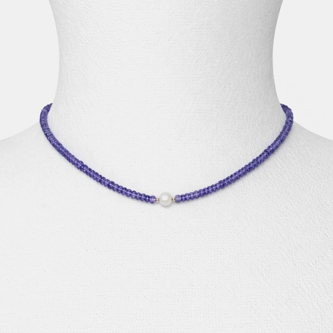 No reserve price - Necklace - 18 kt. Yellow gold - 50.10ct. tw. Tanzanite