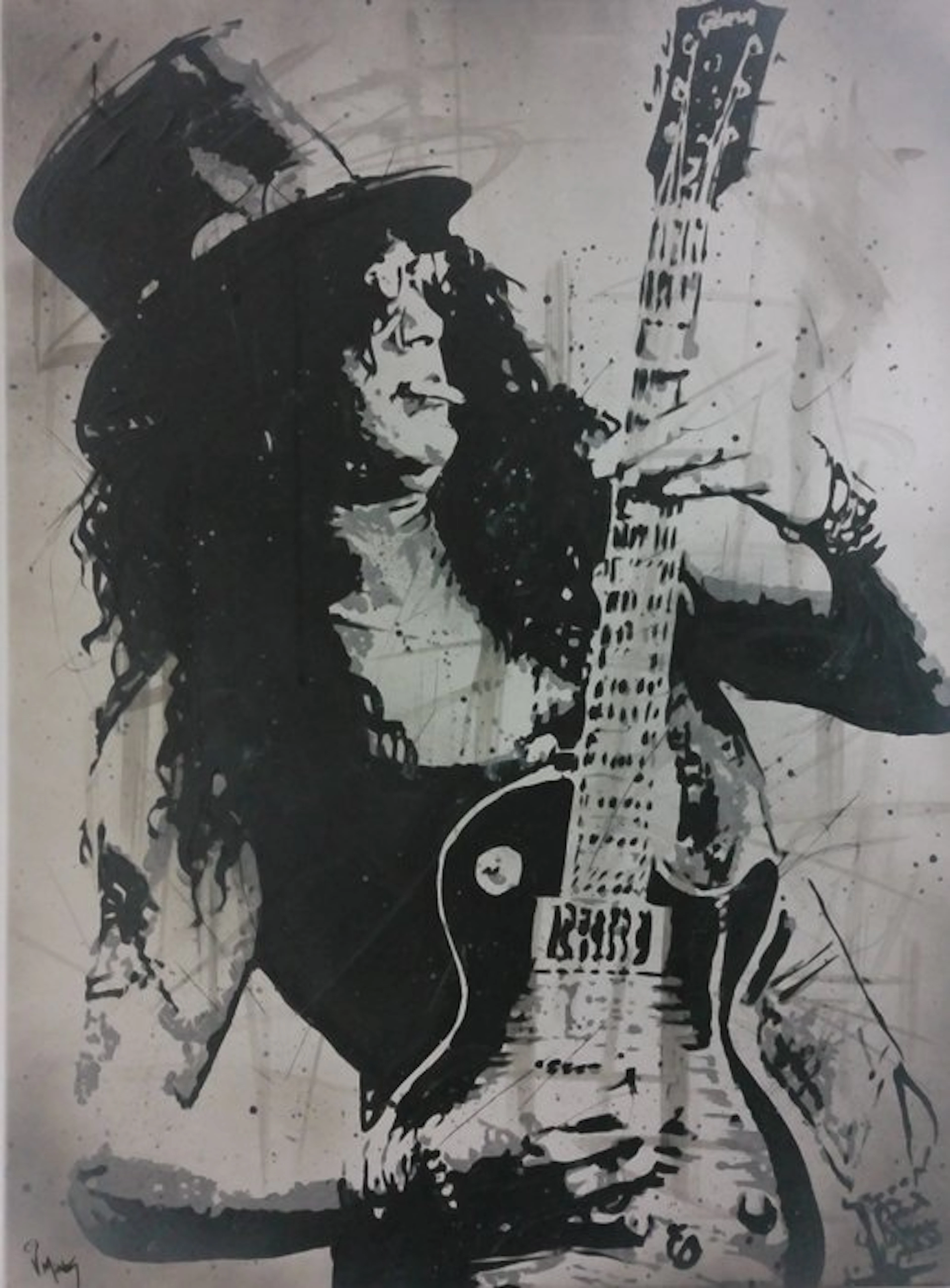 Slash - Guns N' Roses - Handpainted and signed - 80x60 cm...