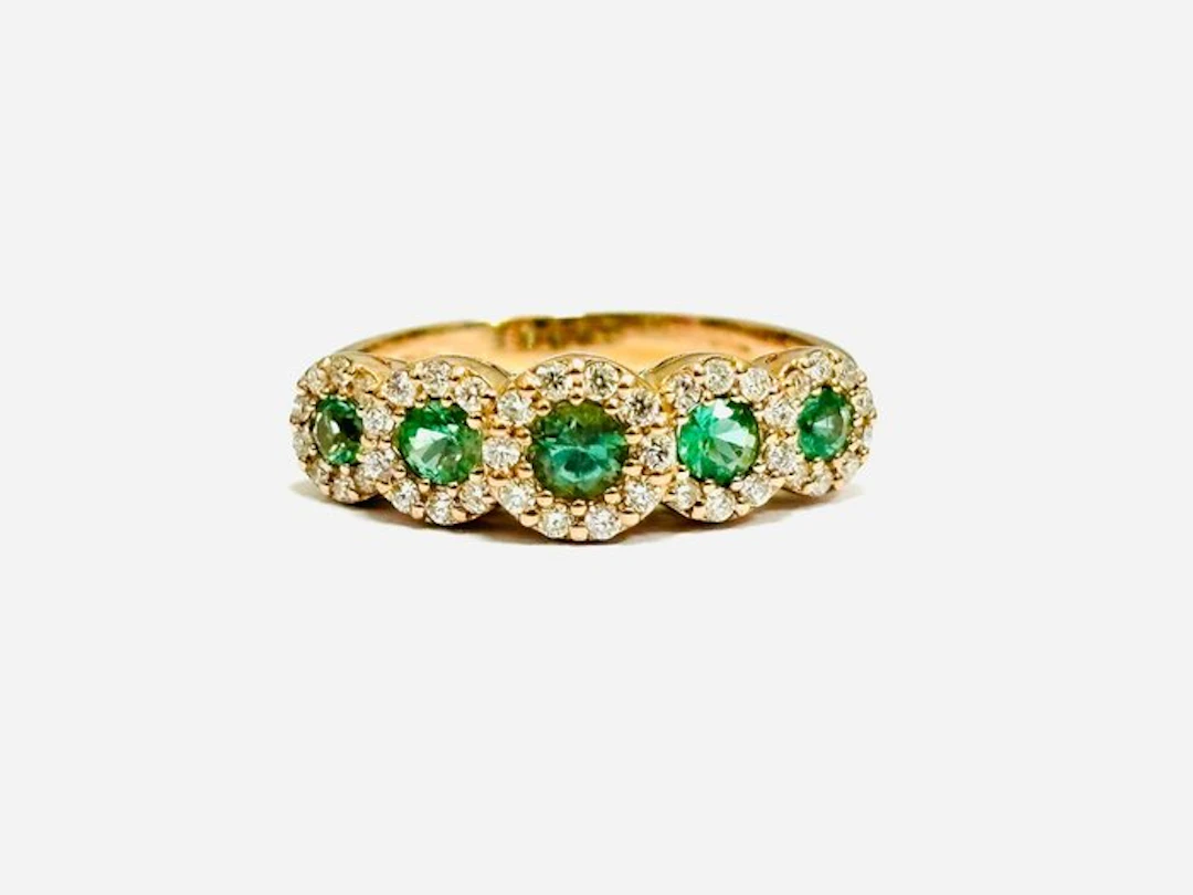 Ring - 18 kt. Rose gold - 2.05ct. tw. Emerald - Diamond - Made in Italy