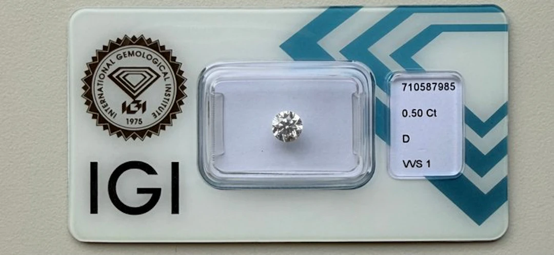 1 pcs Diamond (Natural) - 0.50 ct - Round - D...
