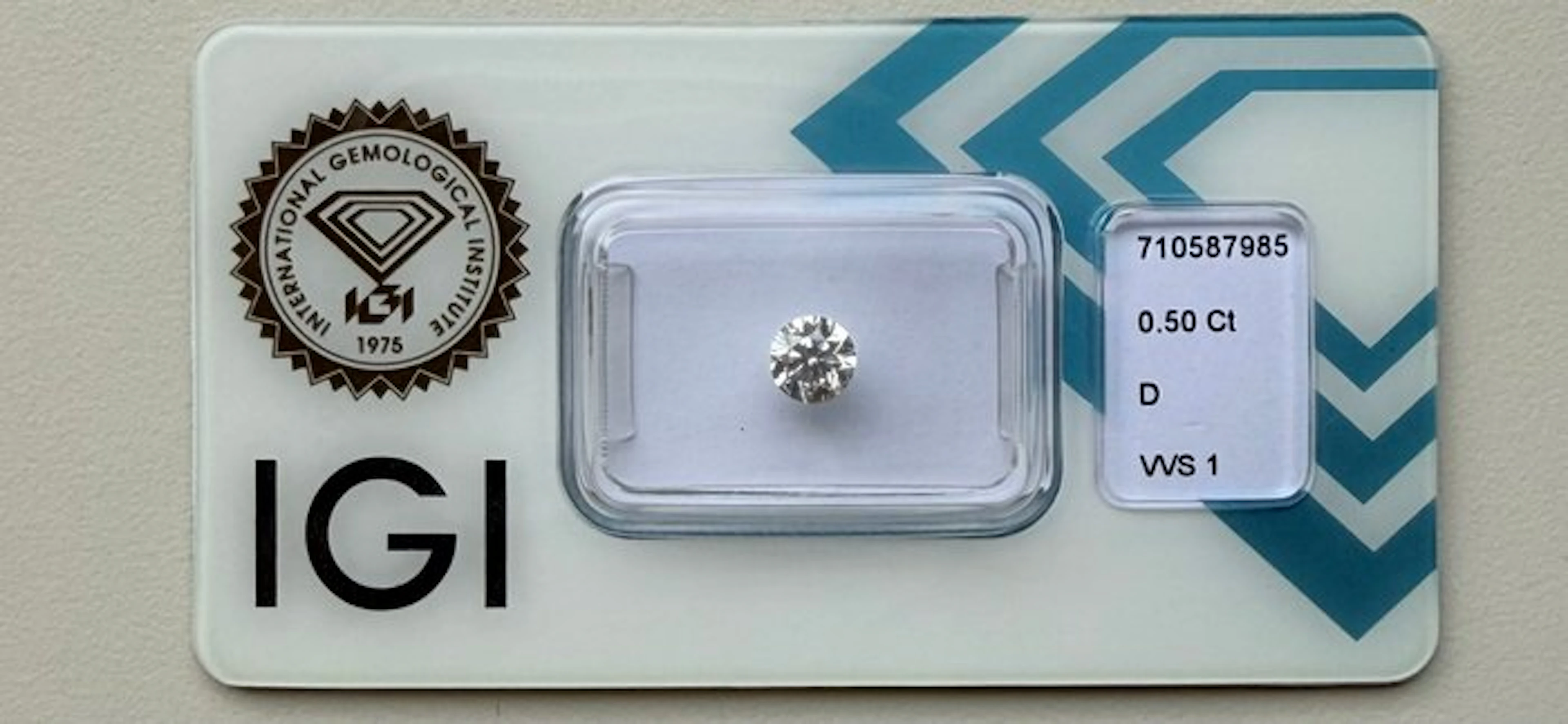 1 pcs Diamond (Natural) - 0.50 ct - Round - D...