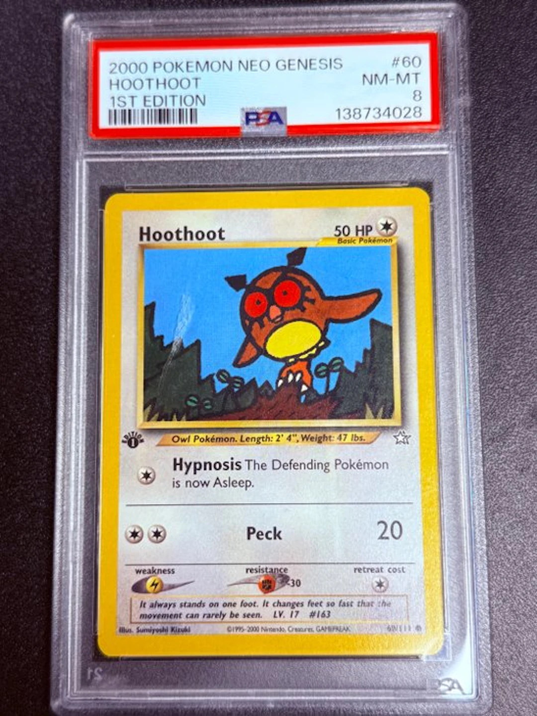 Pokémon - 1 Graded card - Hoothoot 60 First edition - PSA 8 - Various sets