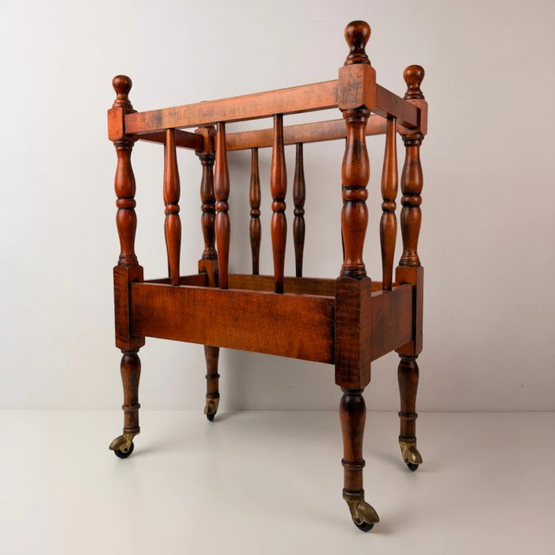 Magazine rack - Antique mahogany magazine rack on wheels, ca. 1900 - Wood
