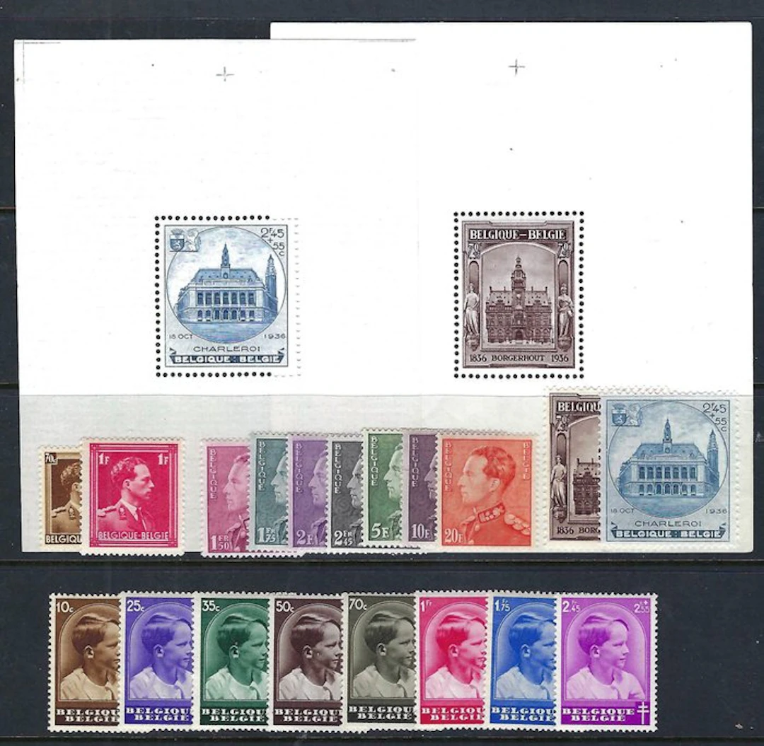 Belgium 1936 - the complete year’s issue with the blocks...