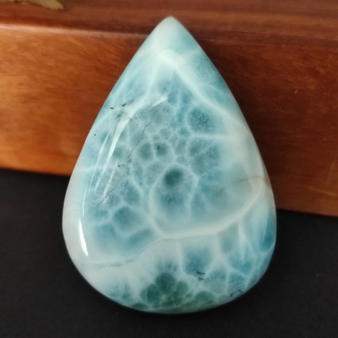 Larimar Cabochon - Height: 4 cm - Width: 1 cm- 34 g - (1)