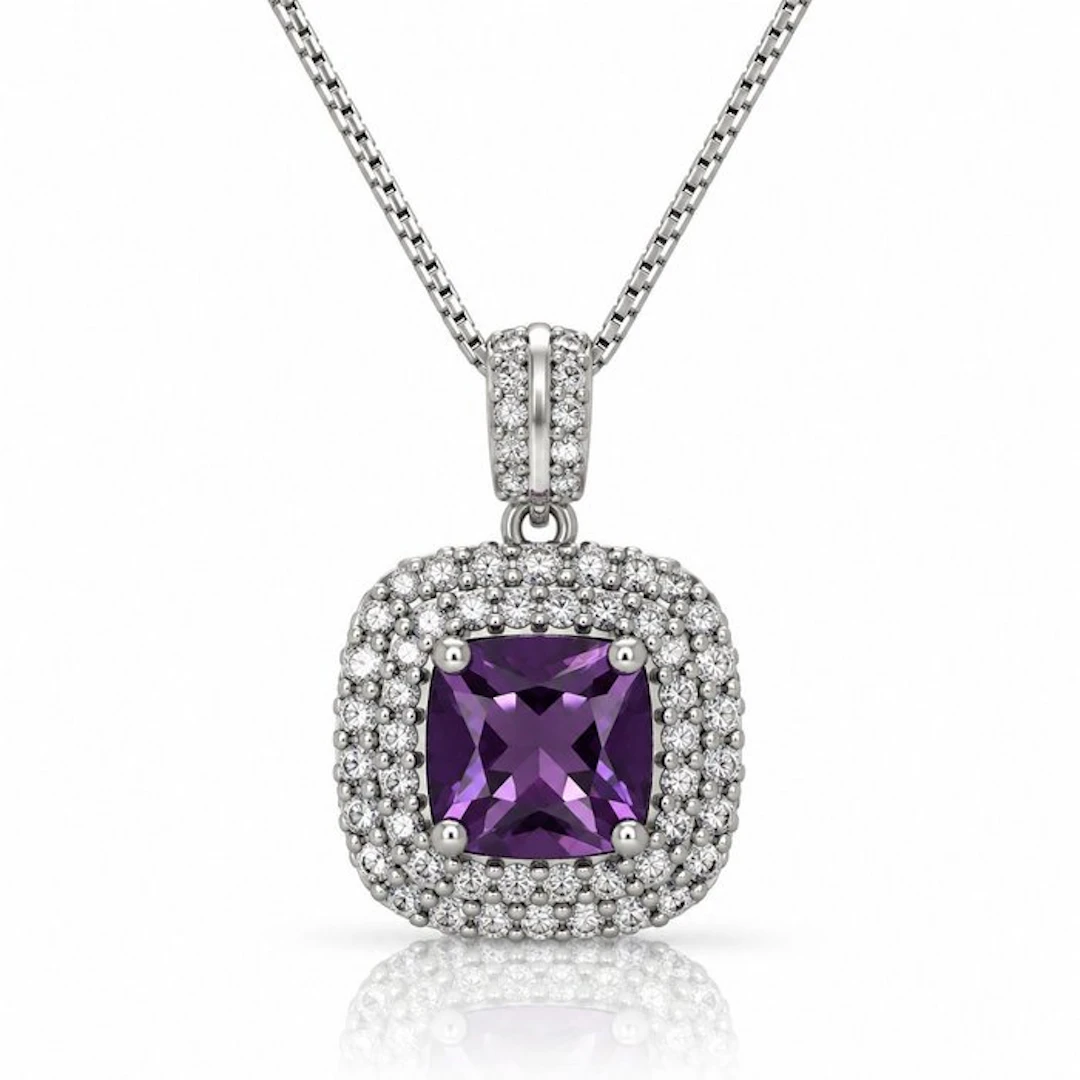 No reserve price - Necklace Gold-plated Amethyst - Topaz - 18K Gold Plated