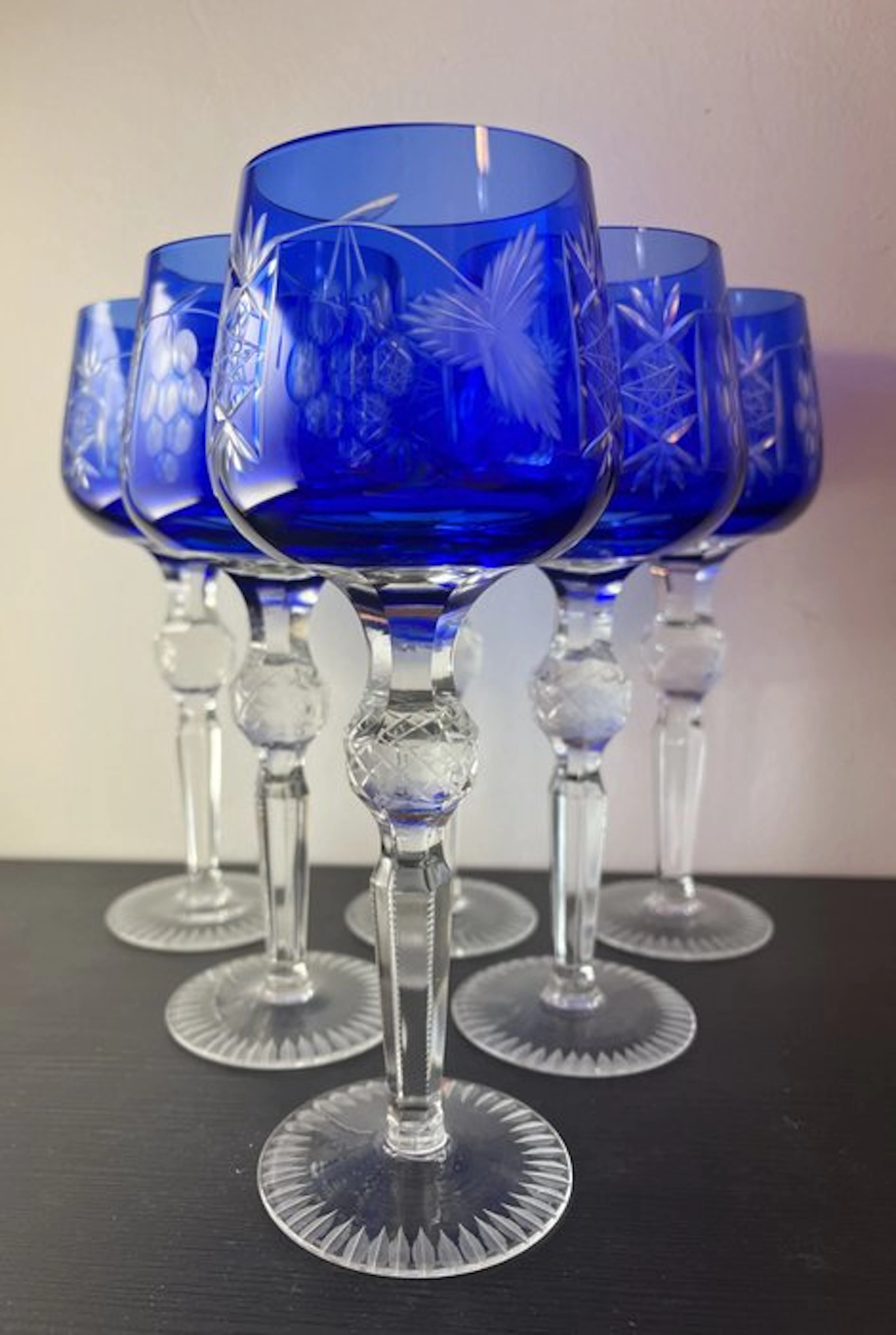 LAUSITZER - Drinking service (6) - Motif: Grape - Crystal - 24% lead crystal