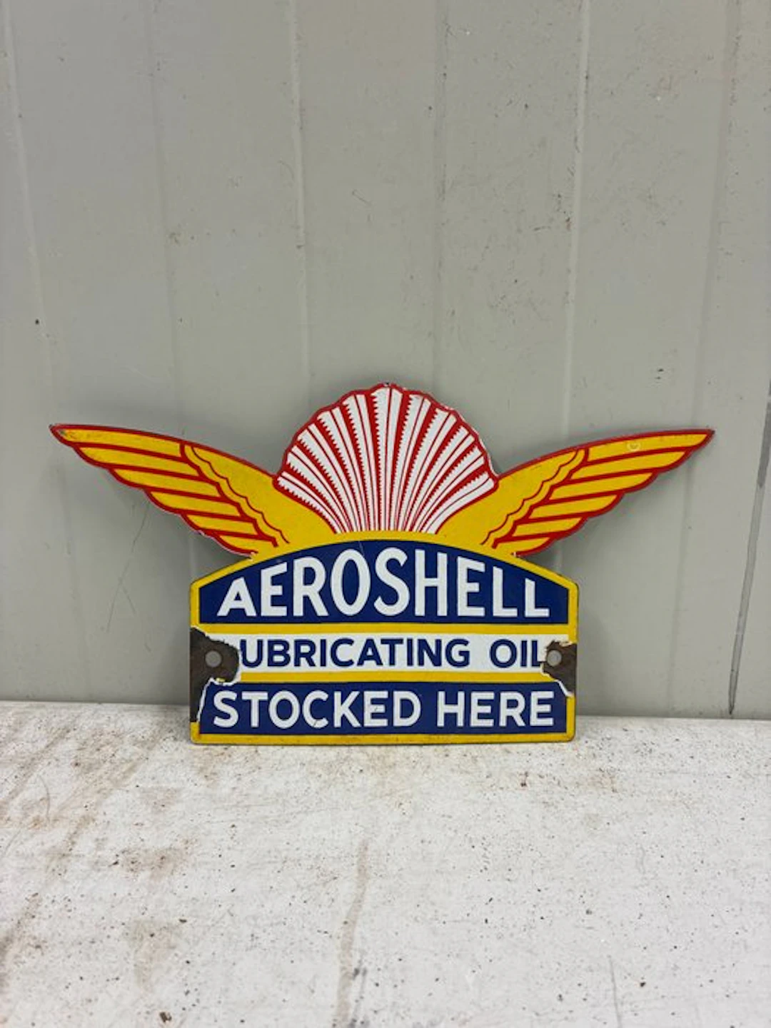 Vintage AeroShell Lubricating Oil enameled advertising...