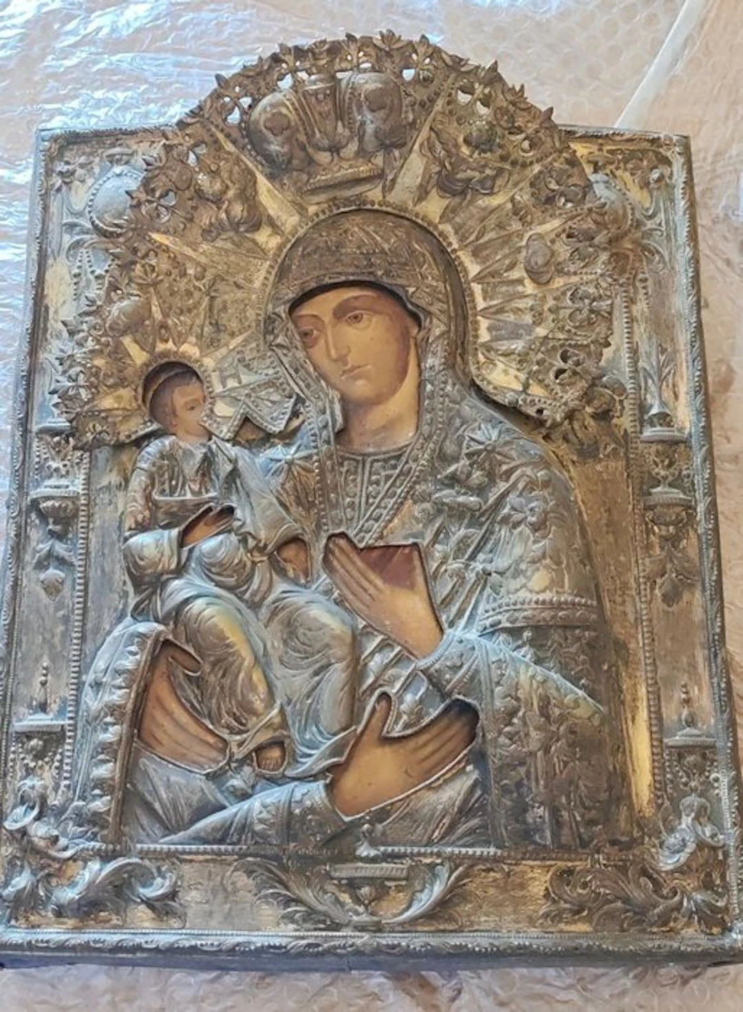 Icon - Mother of God with Three Hands - Wood, Silver